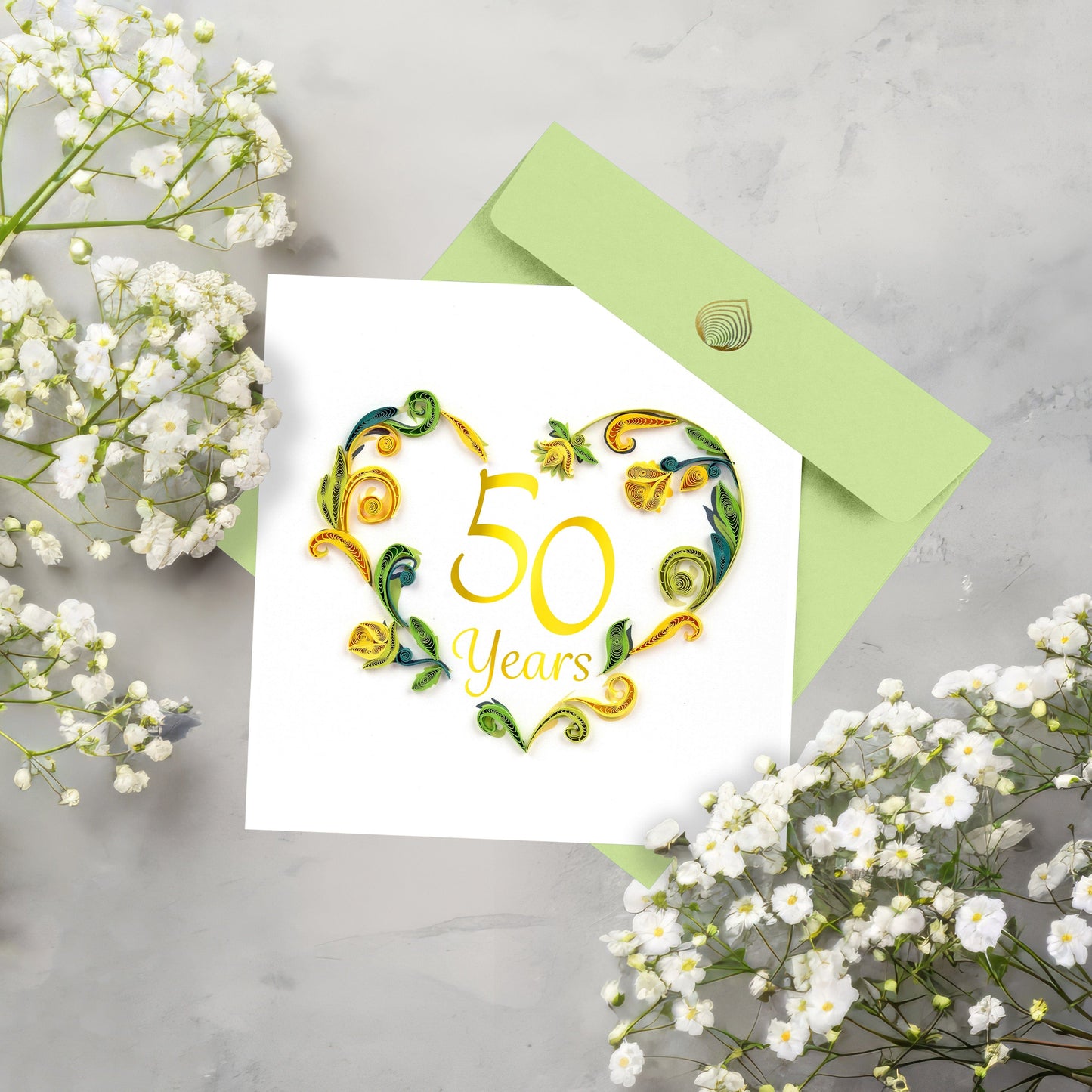 Quilled 50th Wedding Anniversary Card 7143253770319