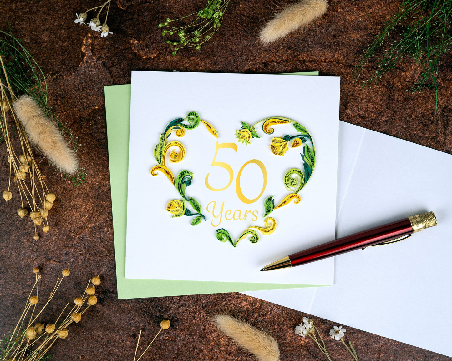Quilled 50th Wedding Anniversary Card 7143253770319