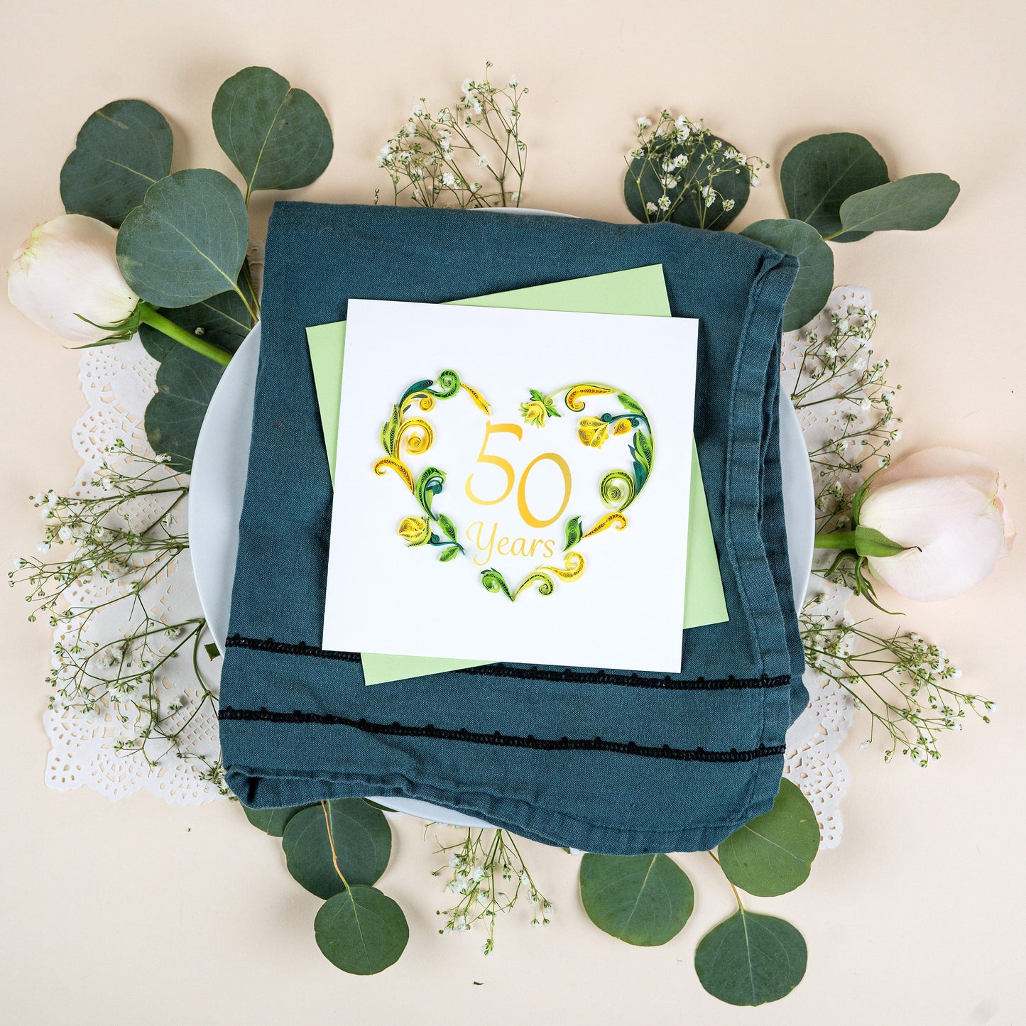 Quilled 50th Wedding Anniversary Card 7143253770319