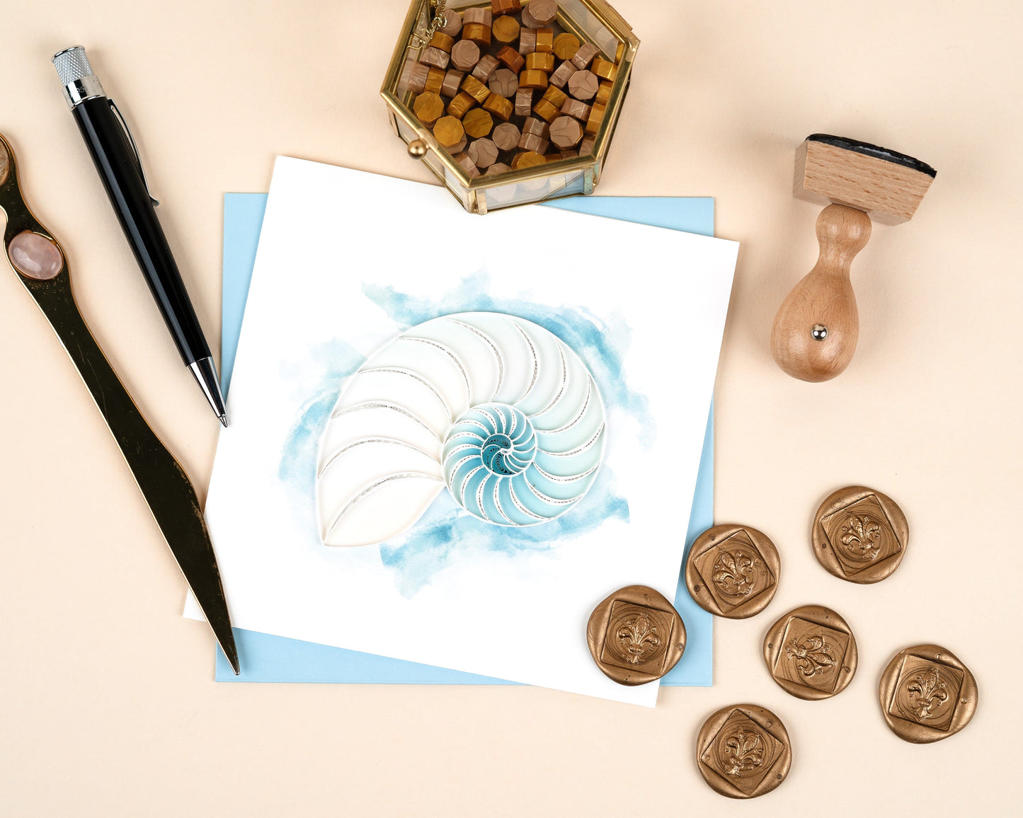 Abstract Nautilus Quilling Card