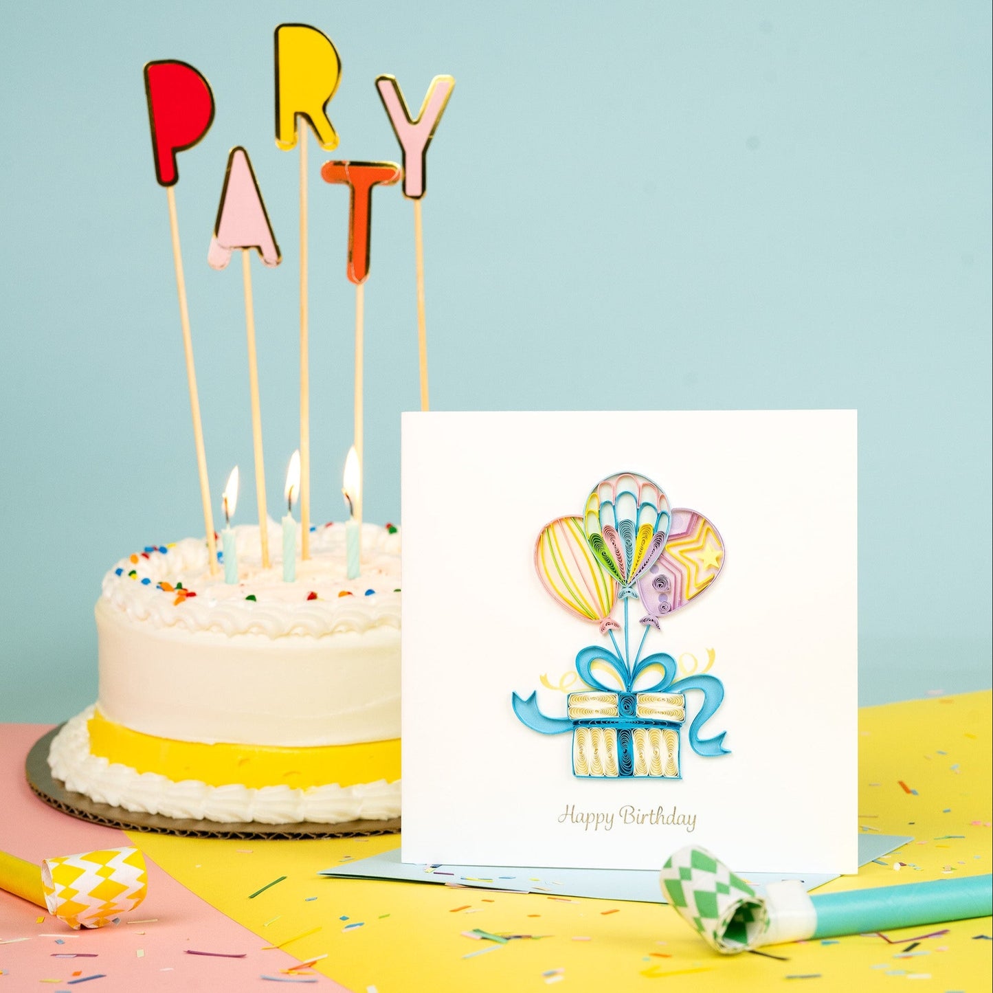 Quilled Balloon Surprise Birthday Card 4808660713551