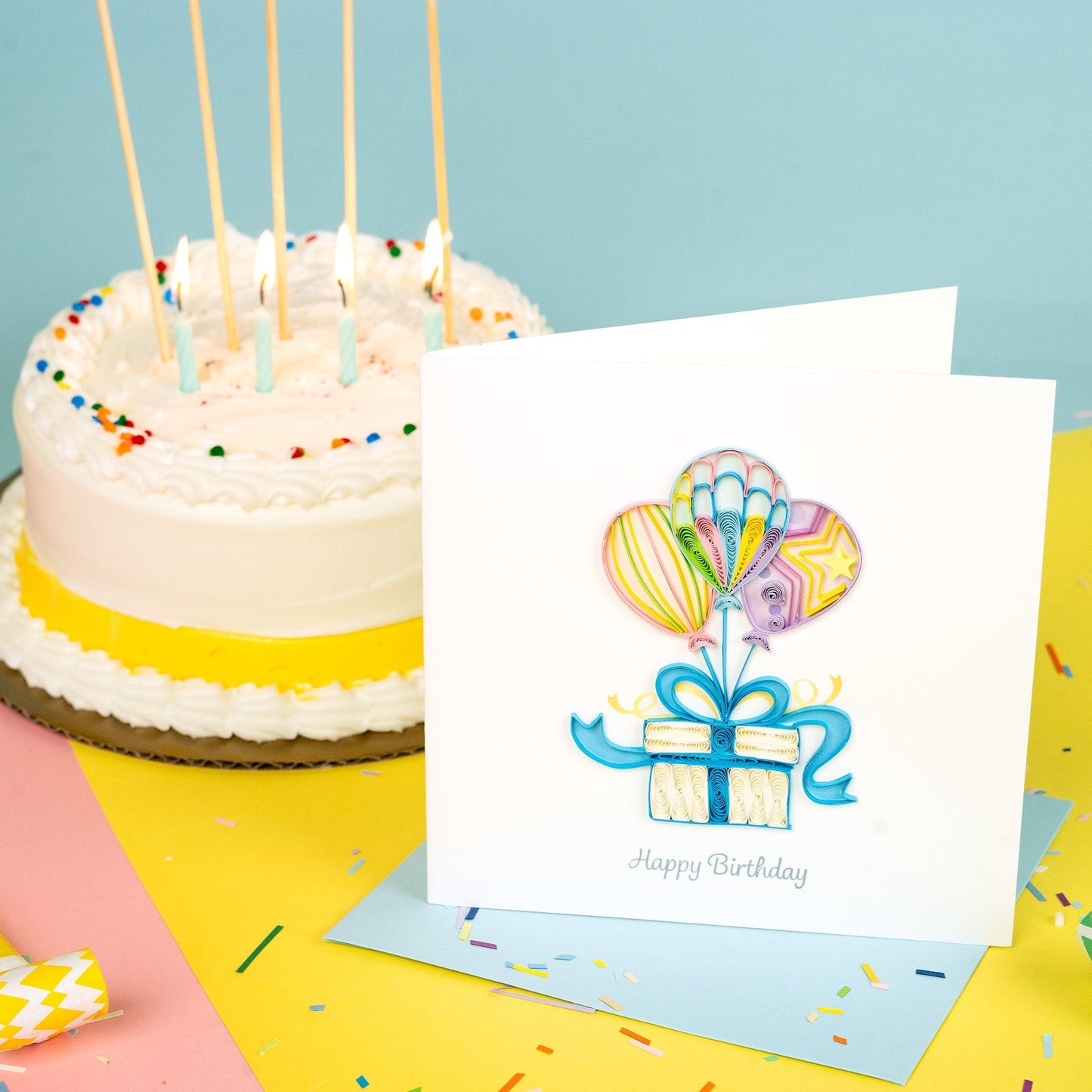 Quilled Balloon Surprise Birthday Card 4808660713551