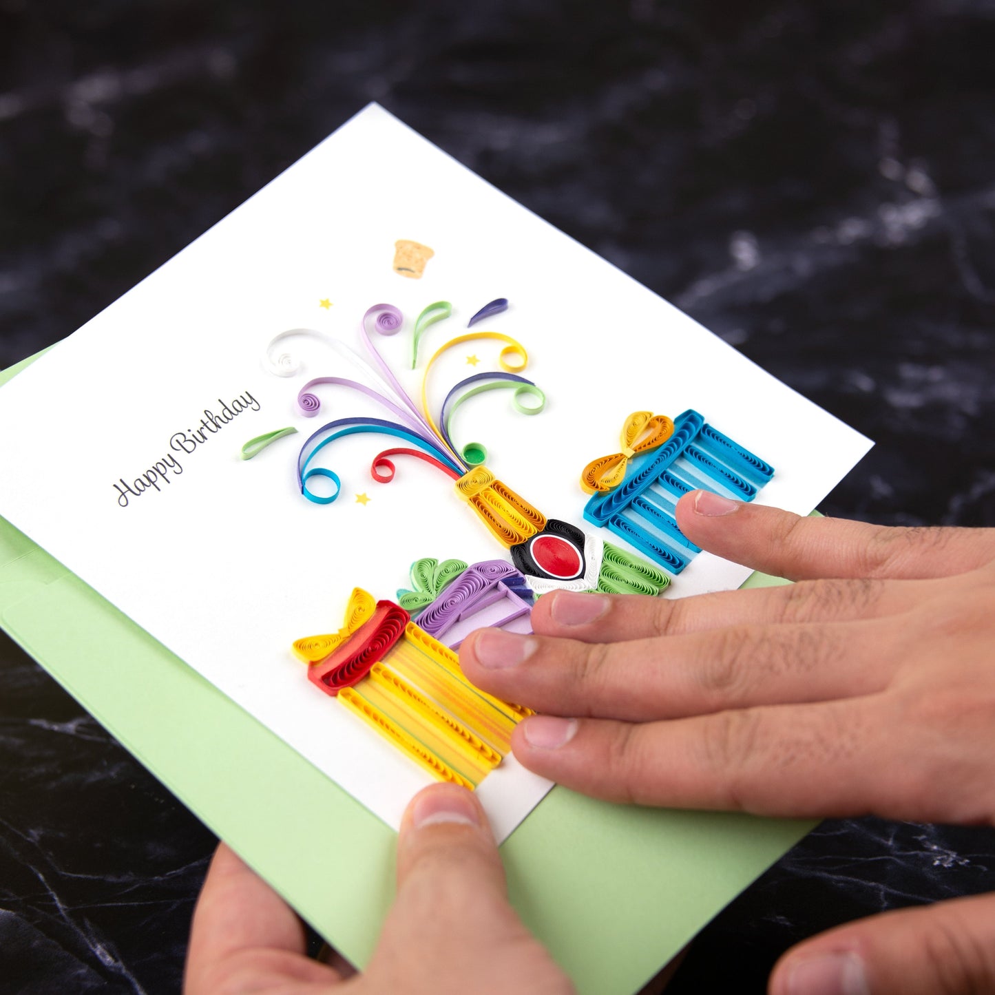 Quilled Birthday Champagne Greeting Card 4808659828815