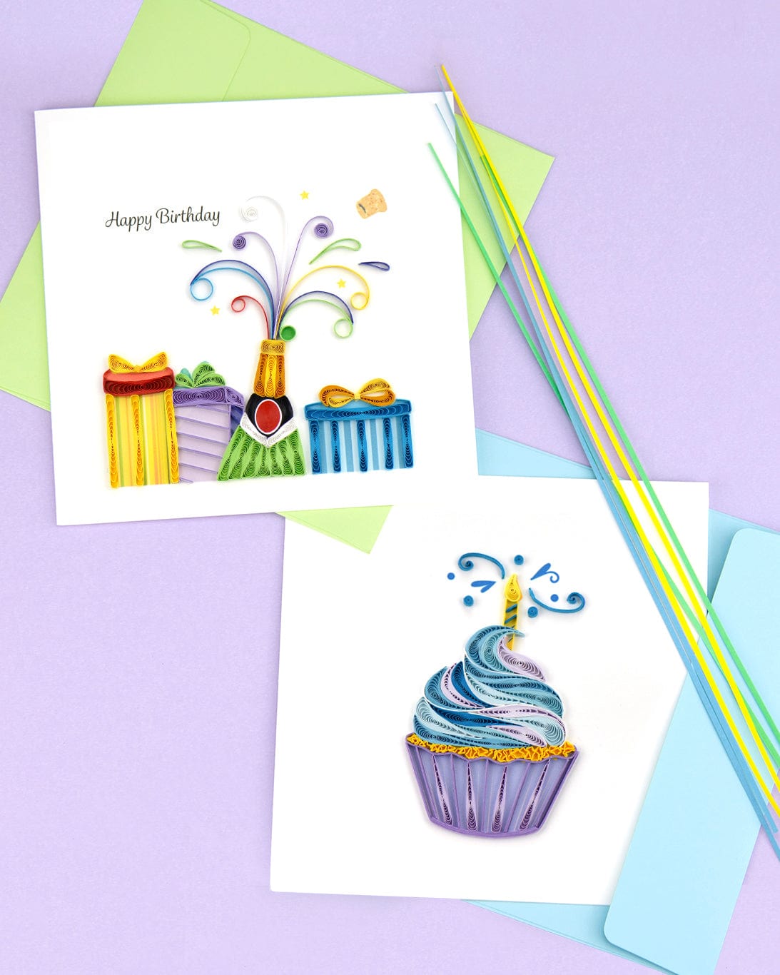 Quilled Birthday Champagne Greeting Card 4808659828815