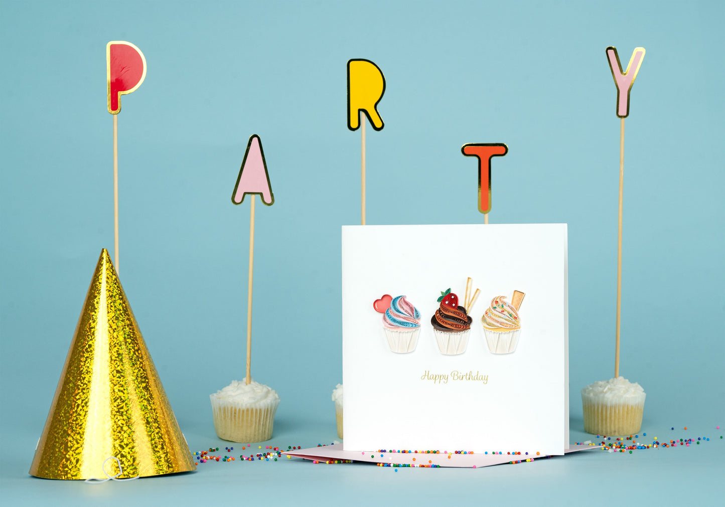 Birthday Cupcake Trio Quilling Card