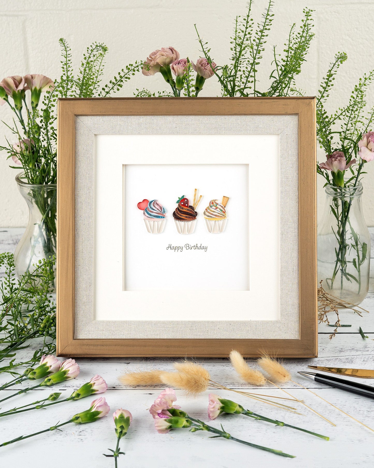 Birthday Cupcake Trio Quilling Card