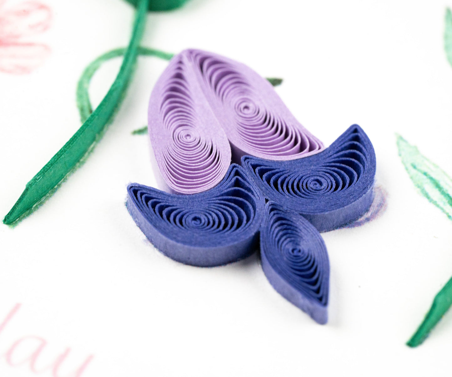 Birthday Flowers & Blue Butterflies Quilling Card