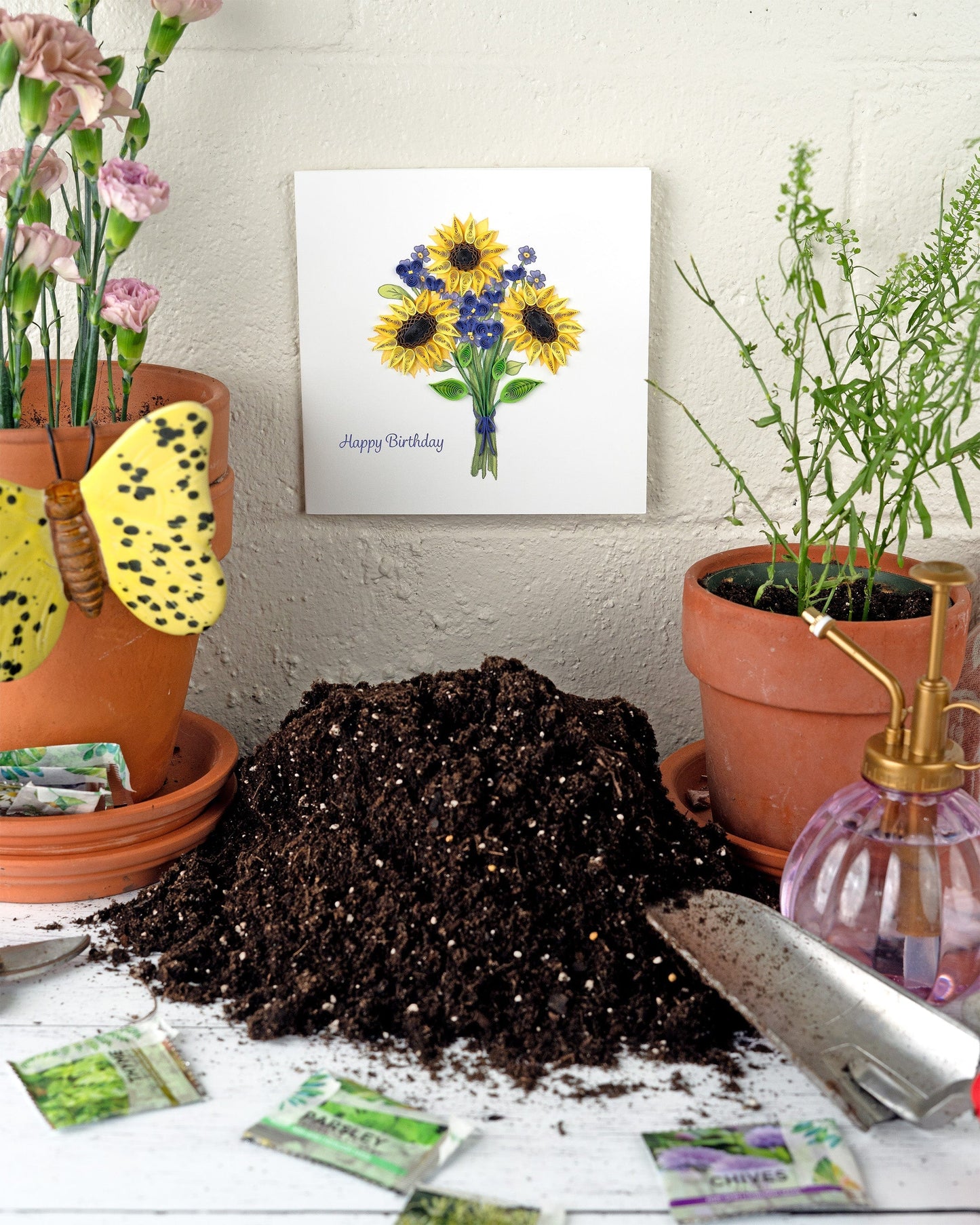 Birthday Sunflower Bouquet Quilling Card