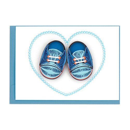 Blue Baby Booties Gift Enclosure Mini Quilling Card