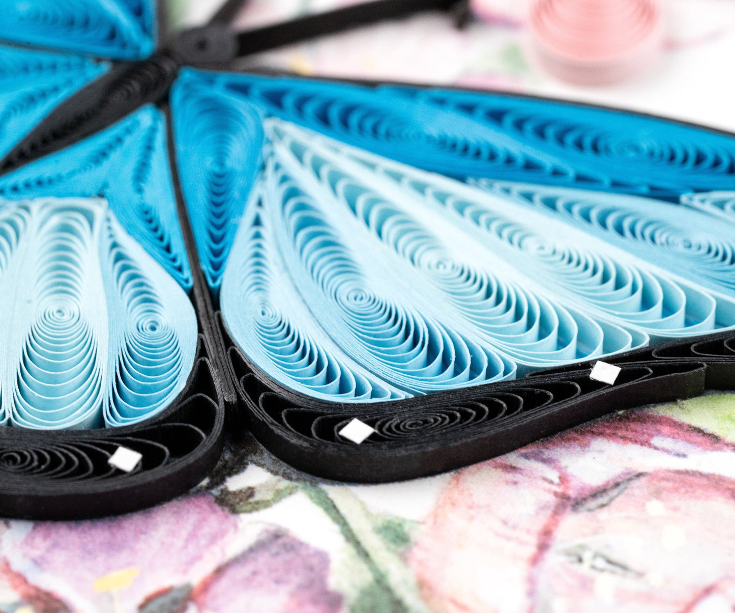 Blue Butterfly & Pink Flowers Quilling Card