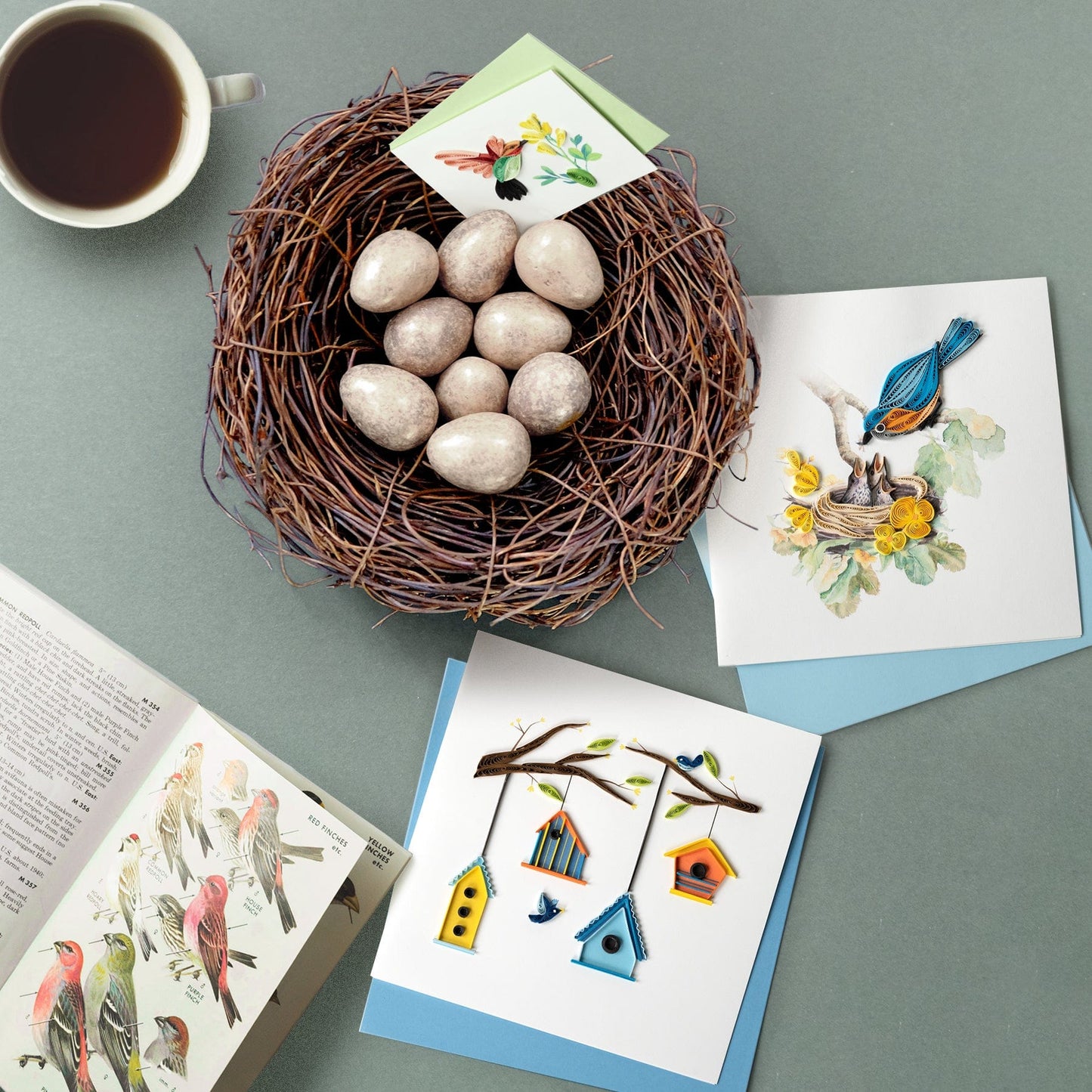 Bluebird & Babies Quilling Card