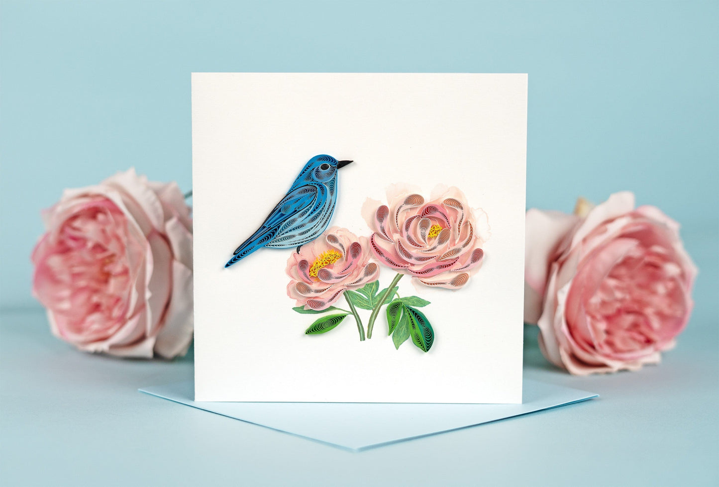 Bluebird & Peonies Quilling Card