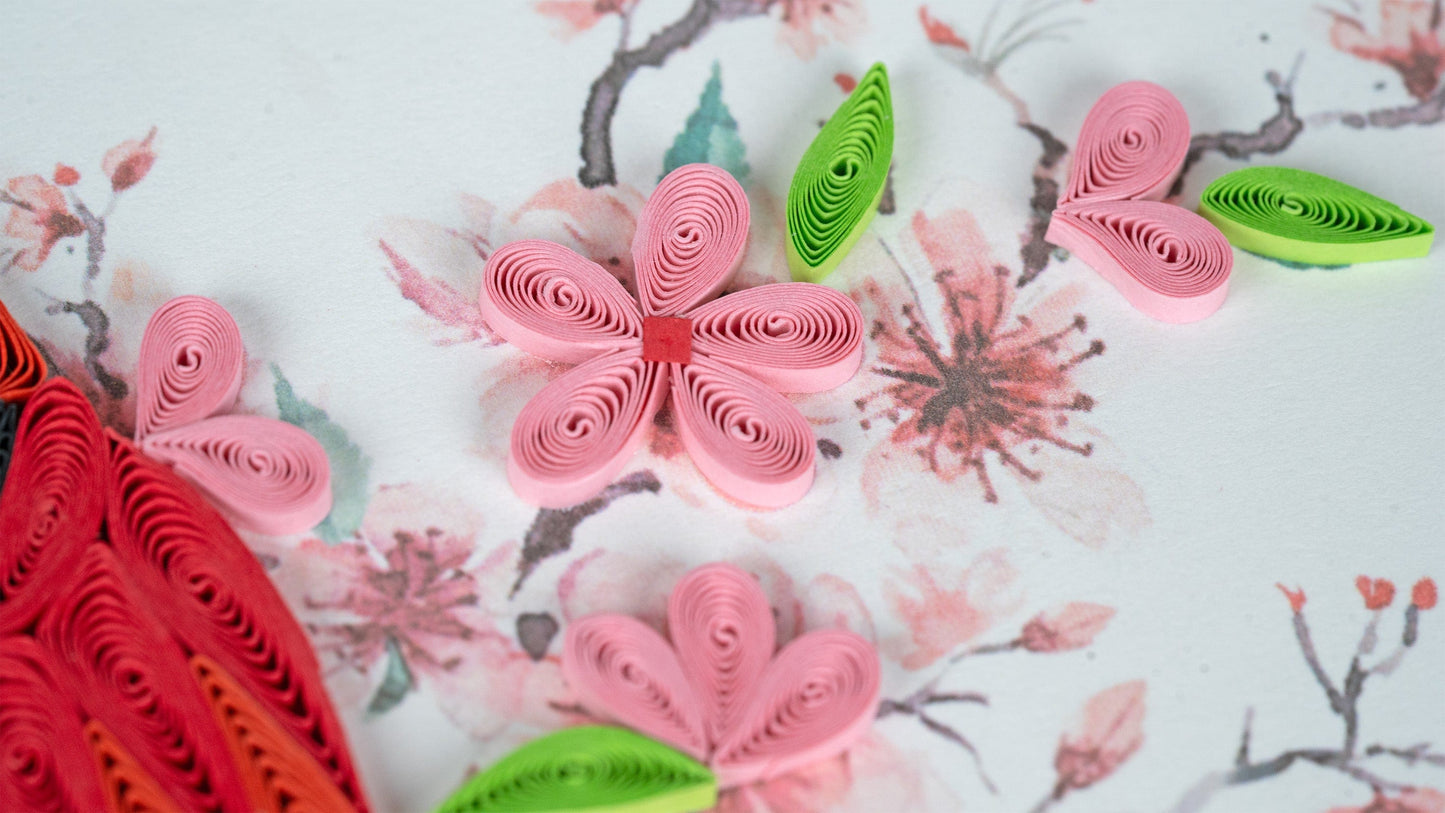 Cardinal & Cherry Blossom Quilling Card