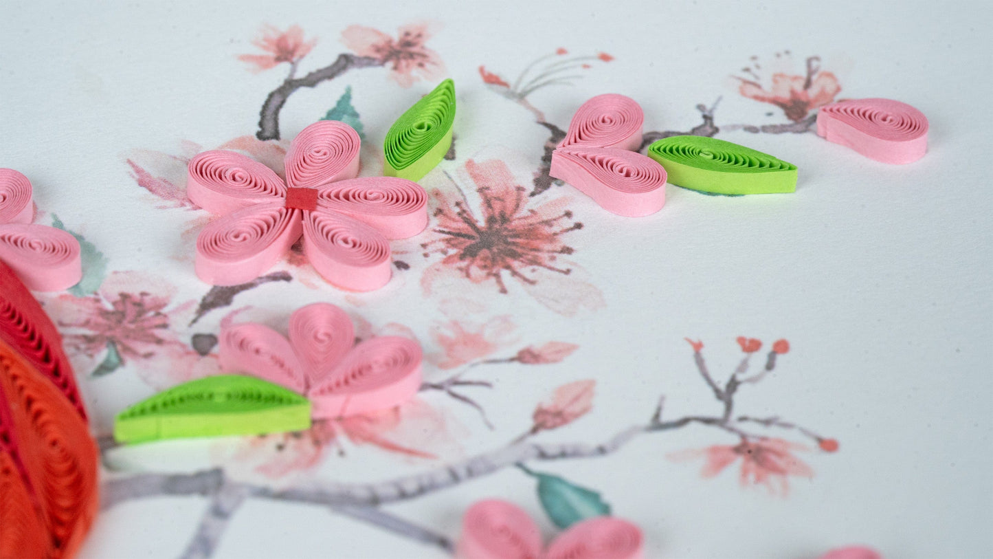 Cardinal & Cherry Blossom Quilling Card