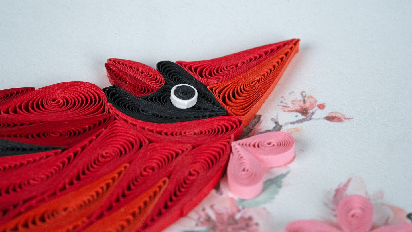 Cardinal & Cherry Blossom Quilling Card