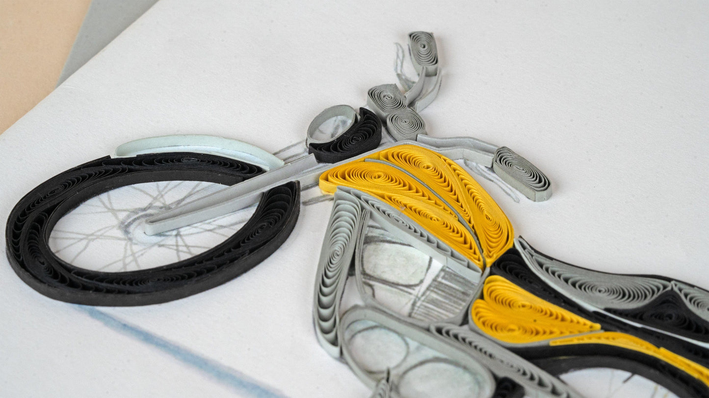 Classic Motorcycle Quilling Card
