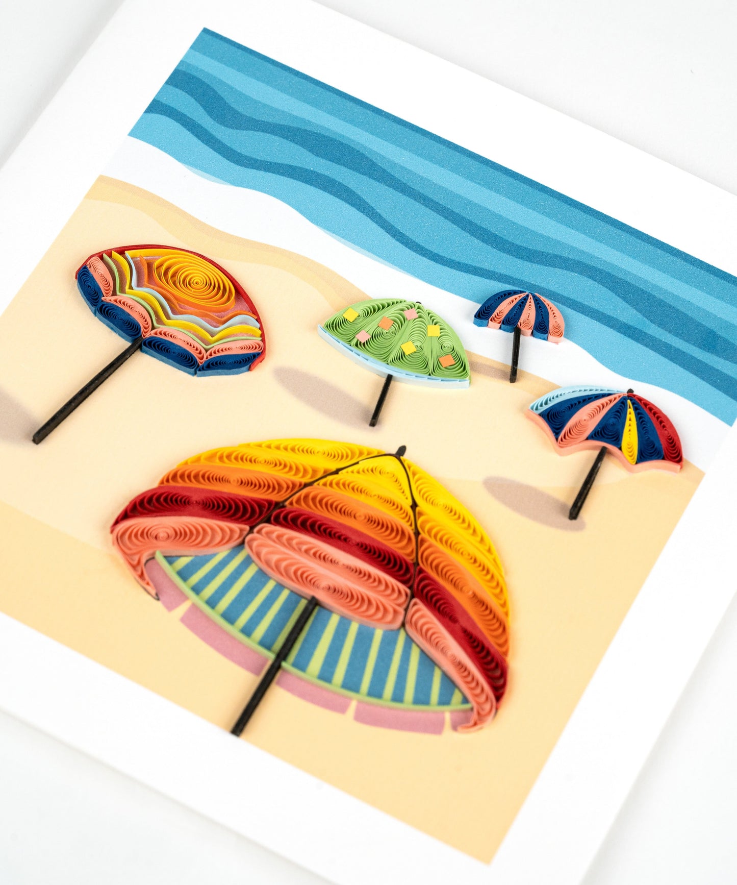 Colorful Beach Umbrellas Quilling Card