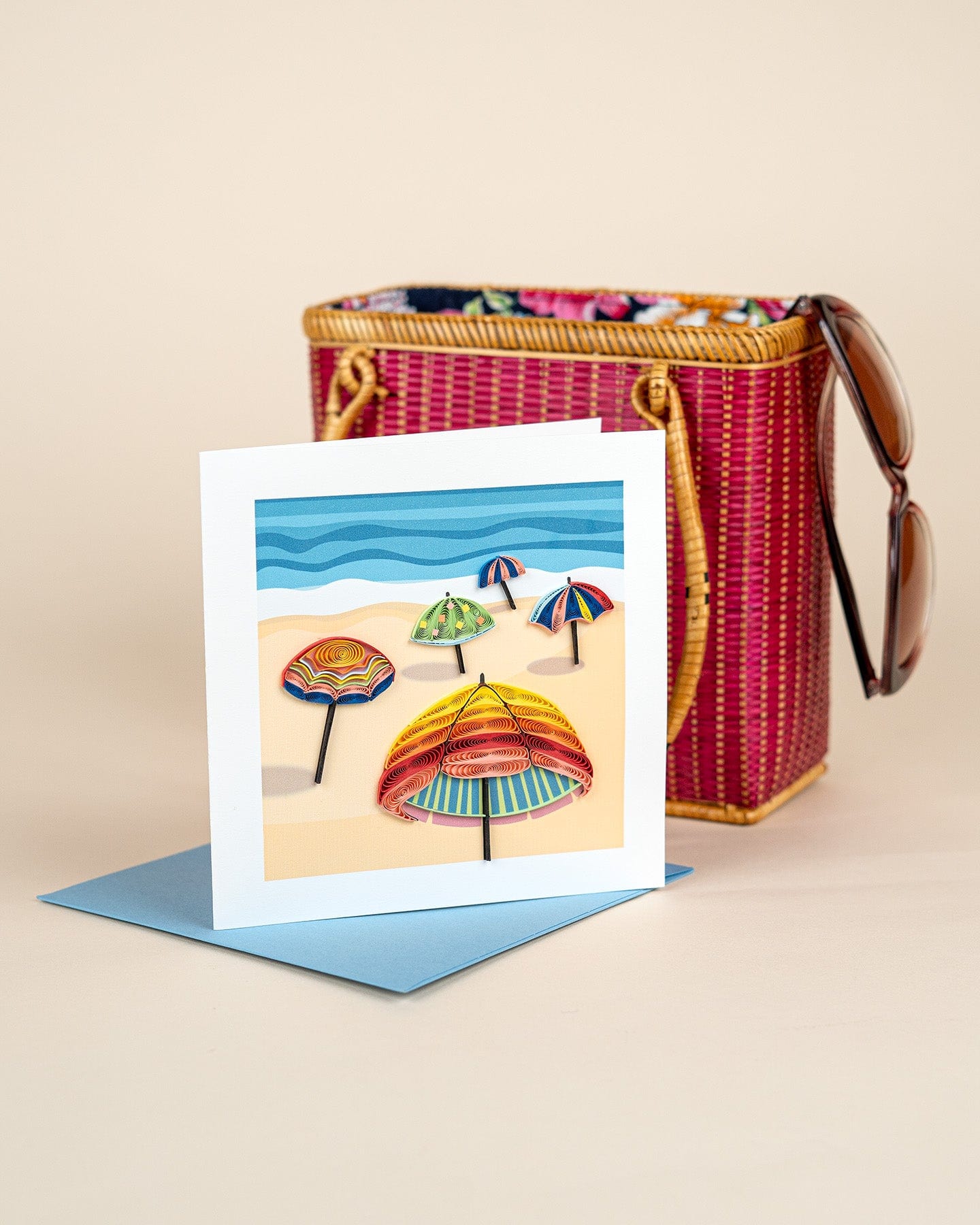 Colorful Beach Umbrellas Quilling Card