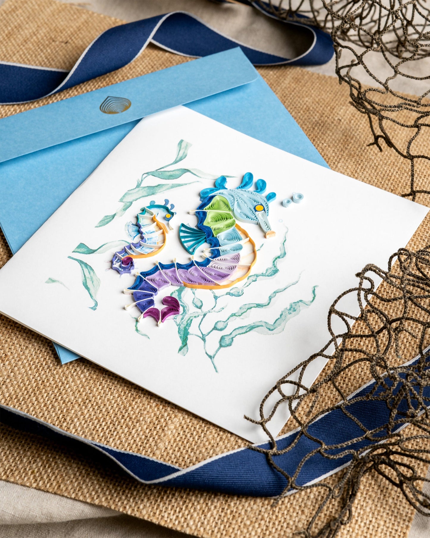 Colorful Seahorse Quilling Card