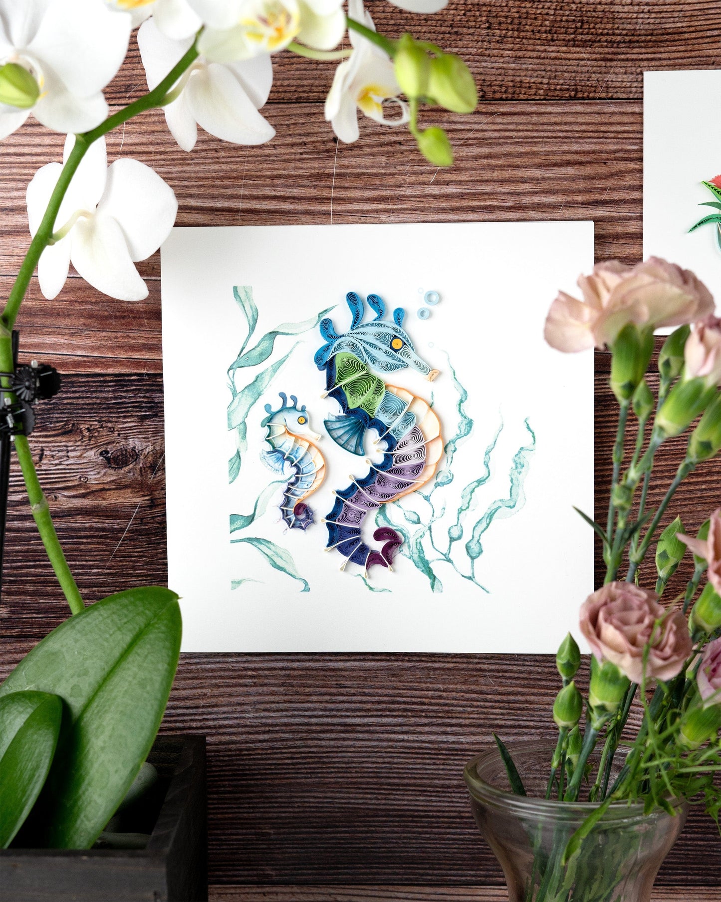 Colorful Seahorse Quilling Card