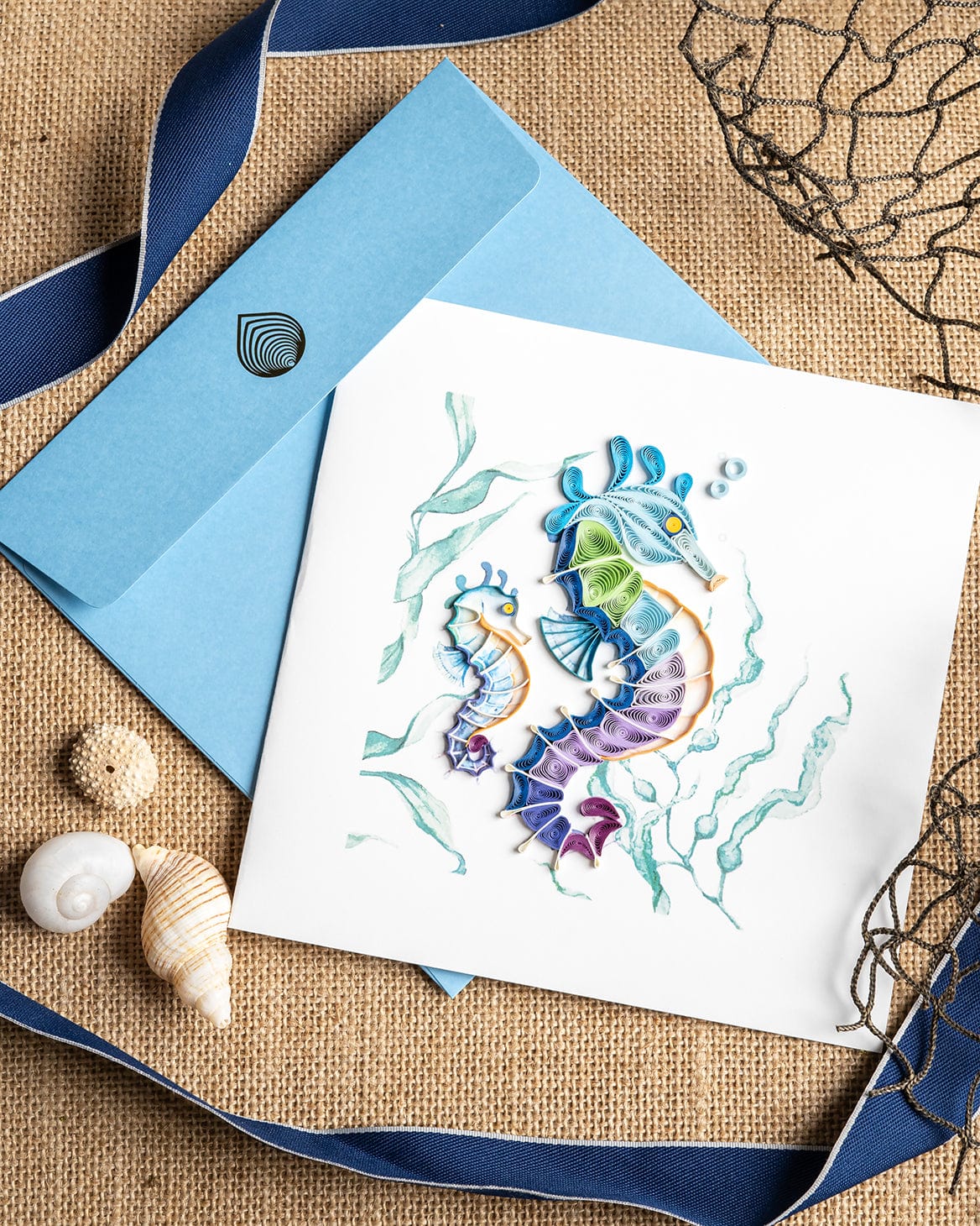 Colorful Seahorse Quilling Card