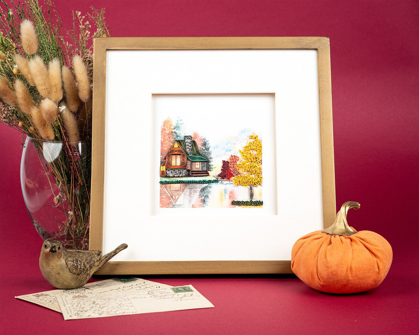 Cozy Autumn Cabin Quilling Card