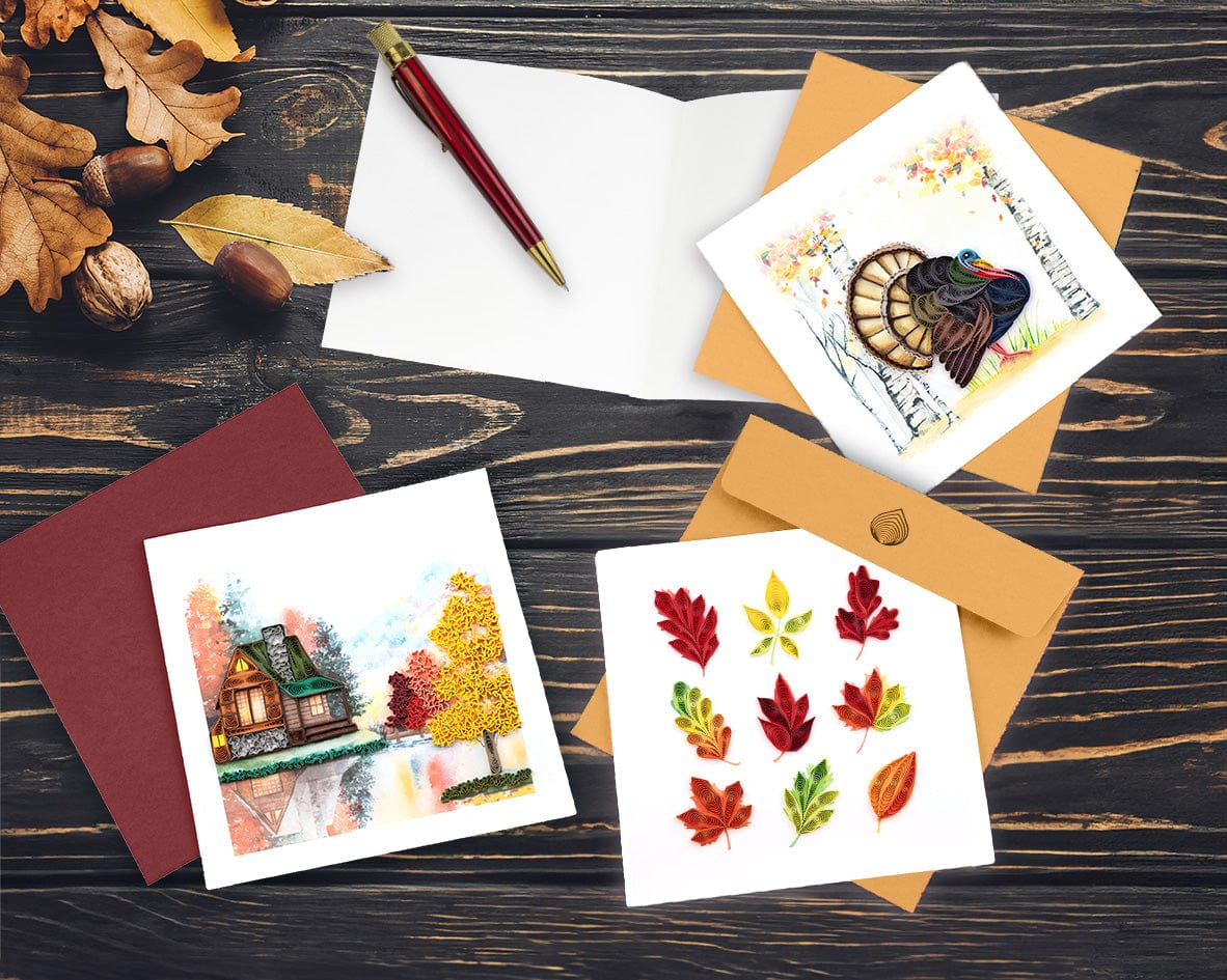 Cozy Autumn Cabin Quilling Card