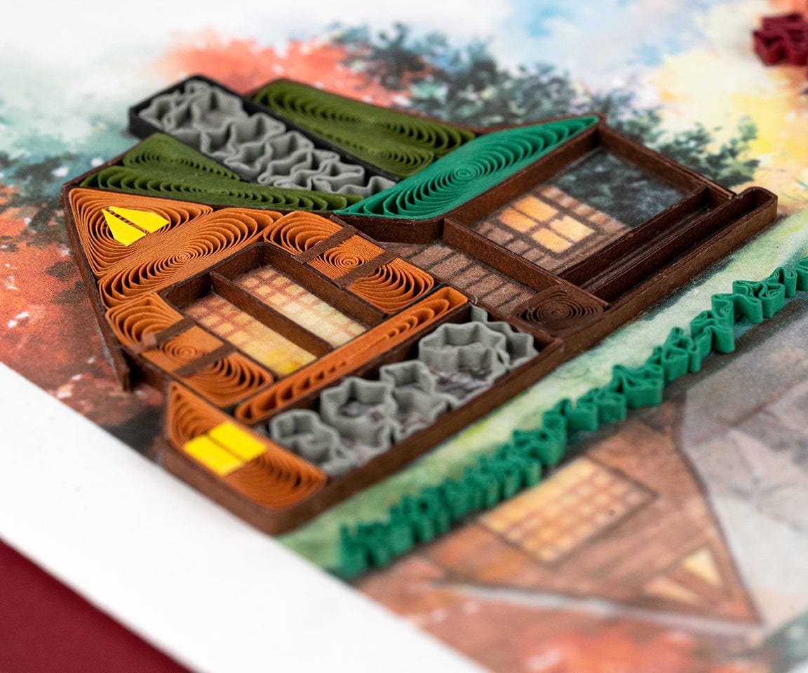 Cozy Autumn Cabin Quilling Card
