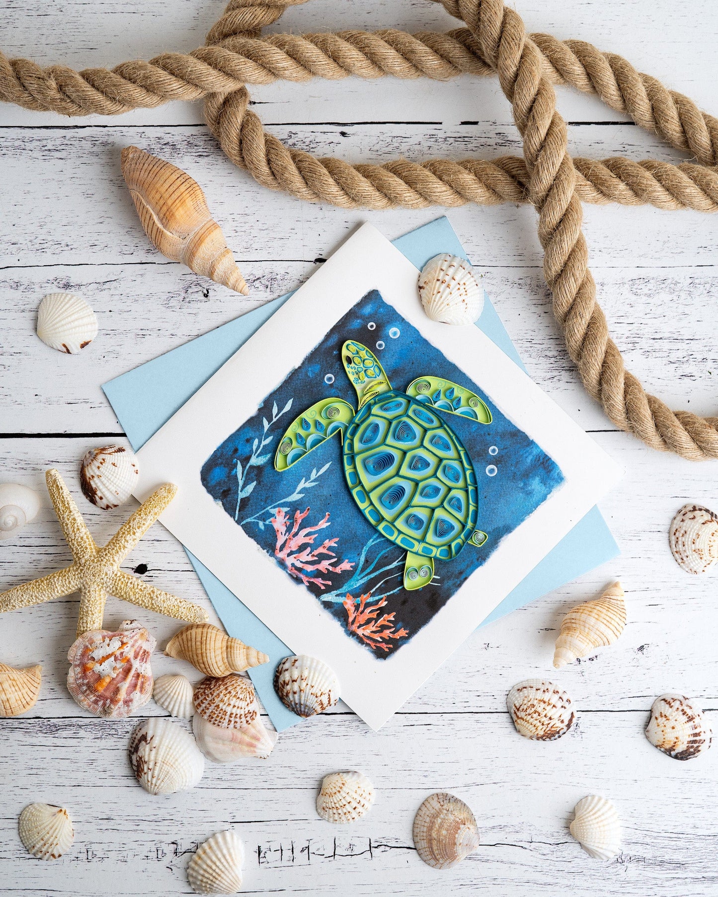 Decorative Sea Turtle Quilling Card