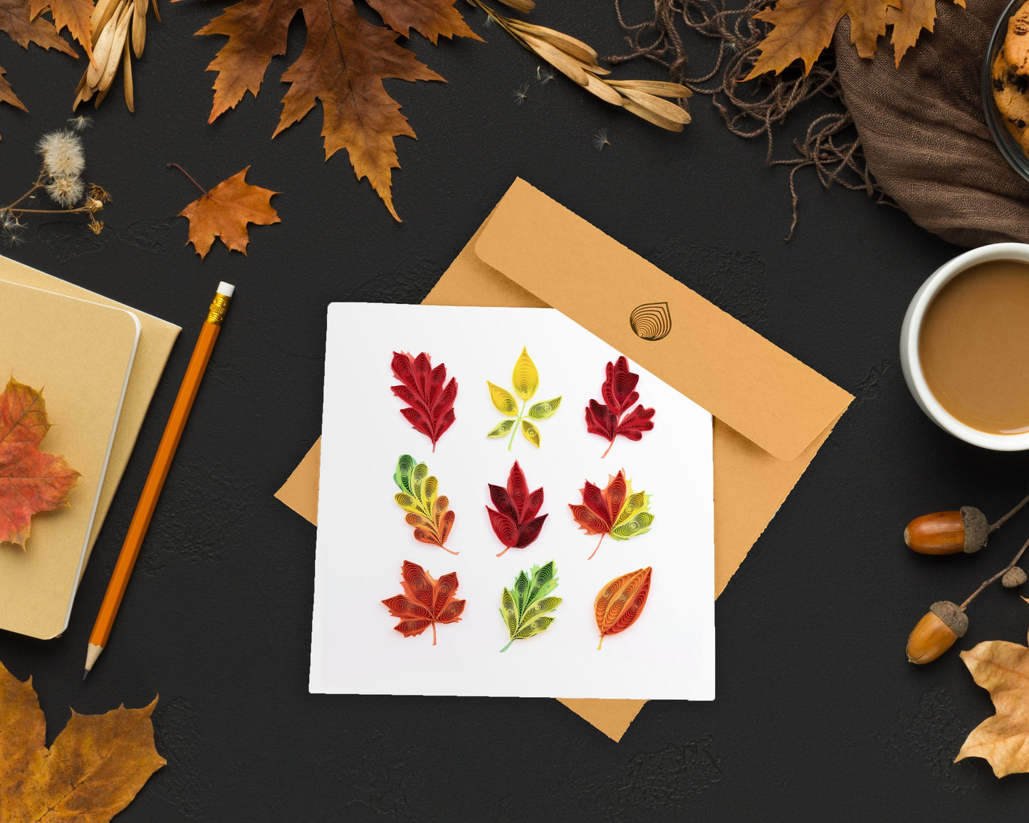 Fall Foliage Leaves Quilling Card