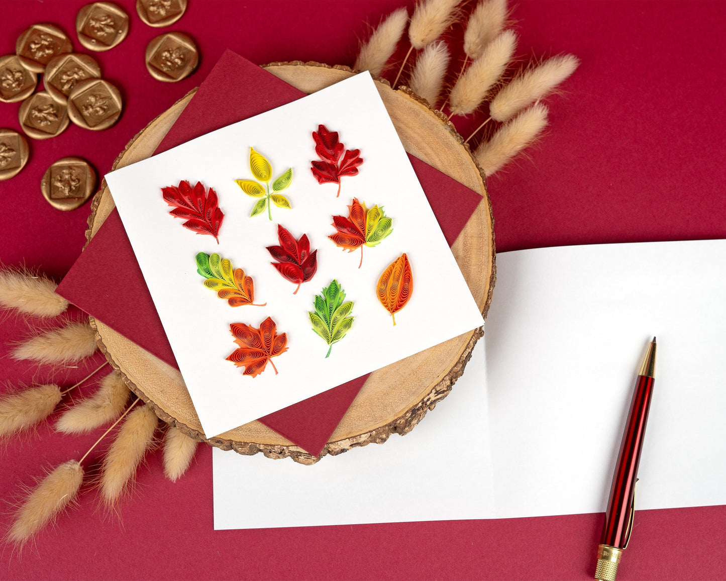 Fall Foliage Leaves Quilling Card