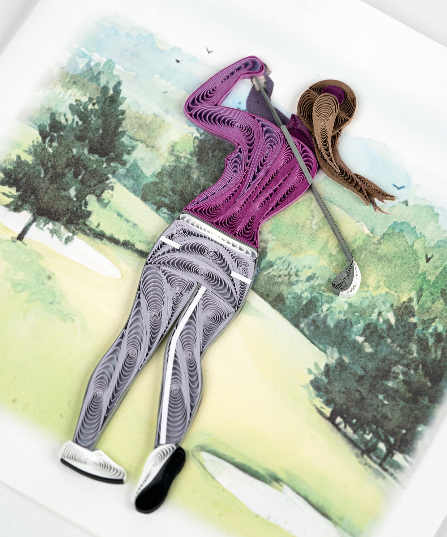 Female Golfer Quilling Card
