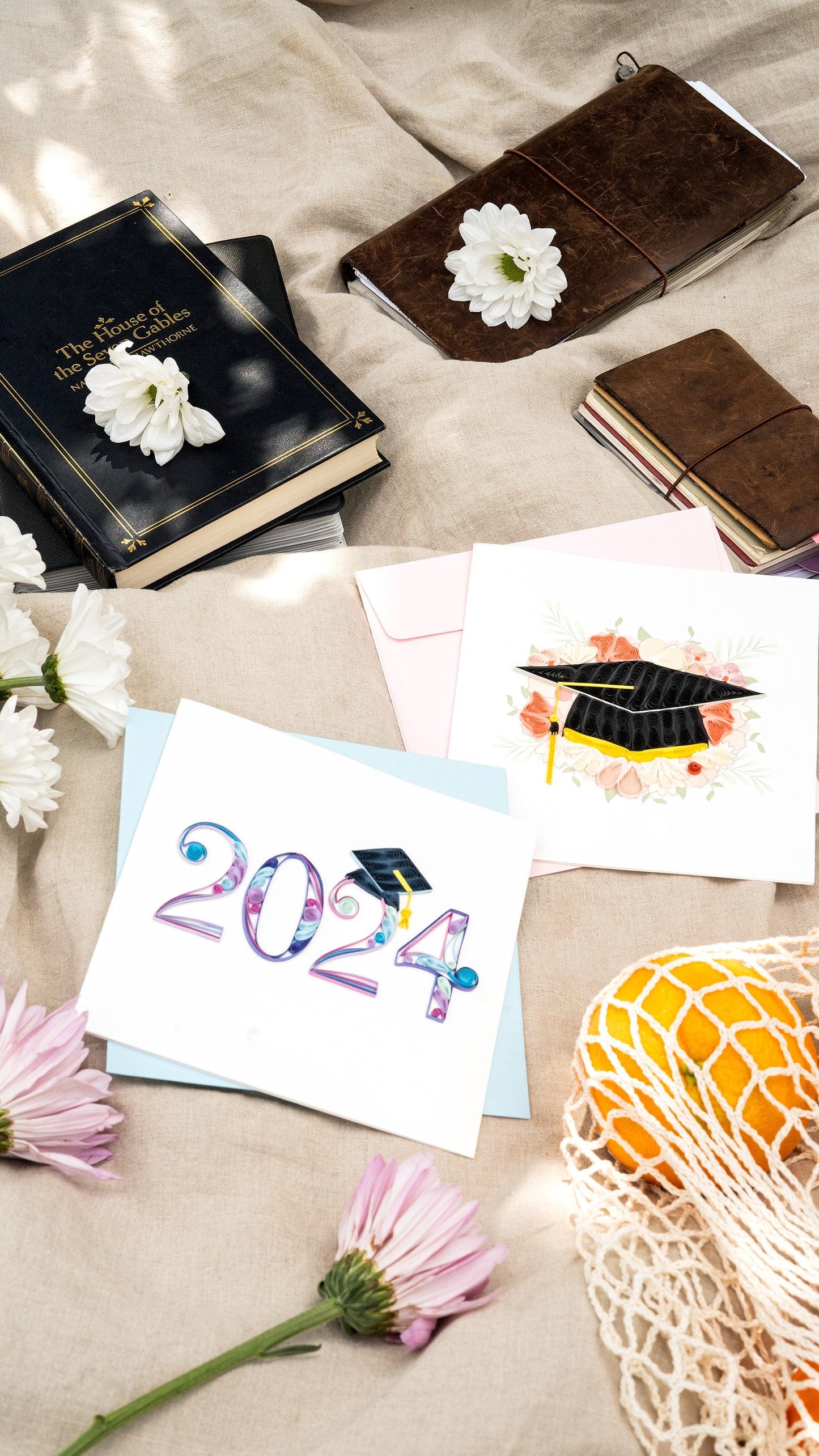 Floral Mortarboard Graduation Quilling Card