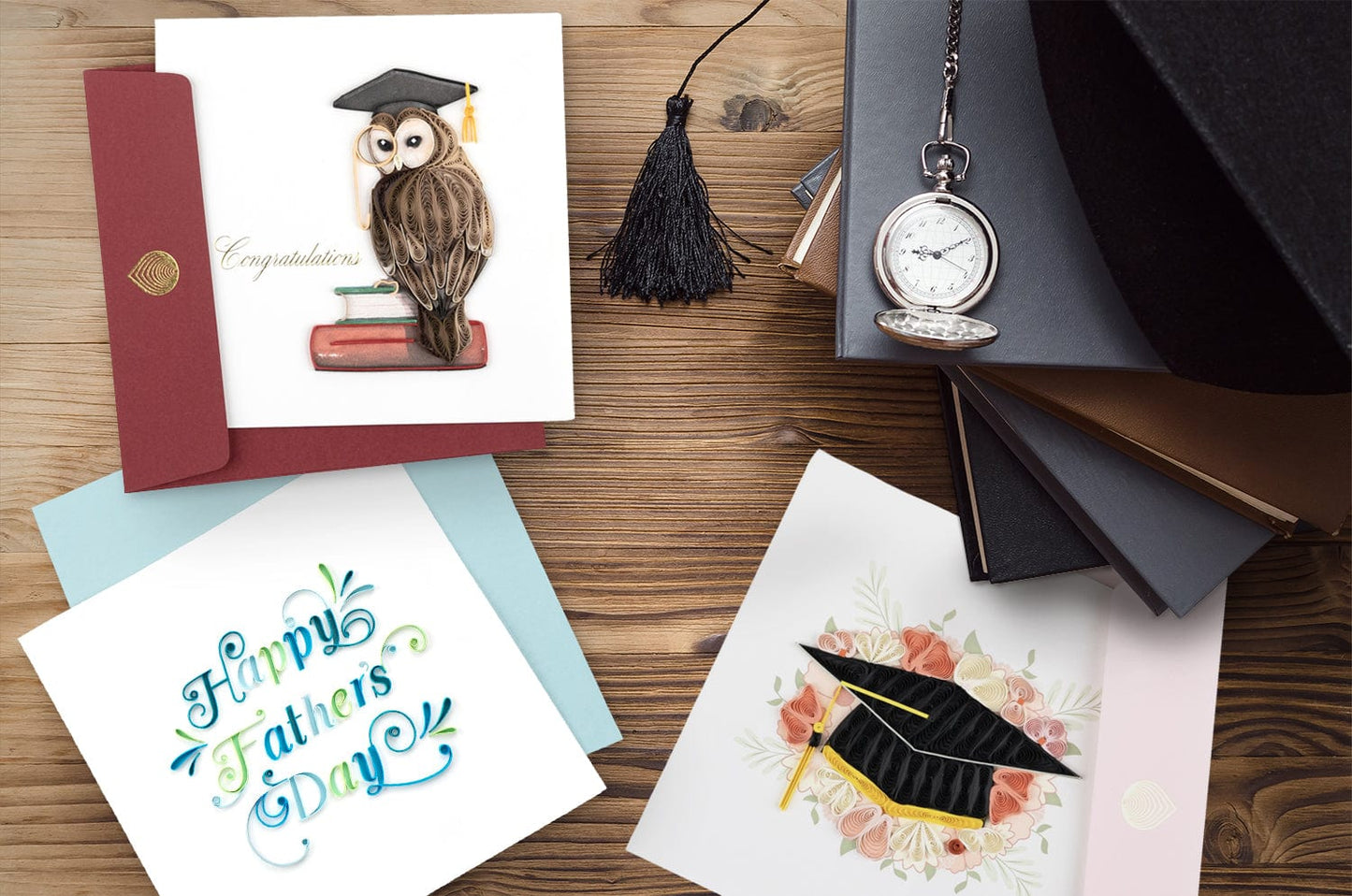 Floral Mortarboard Graduation Quilling Card