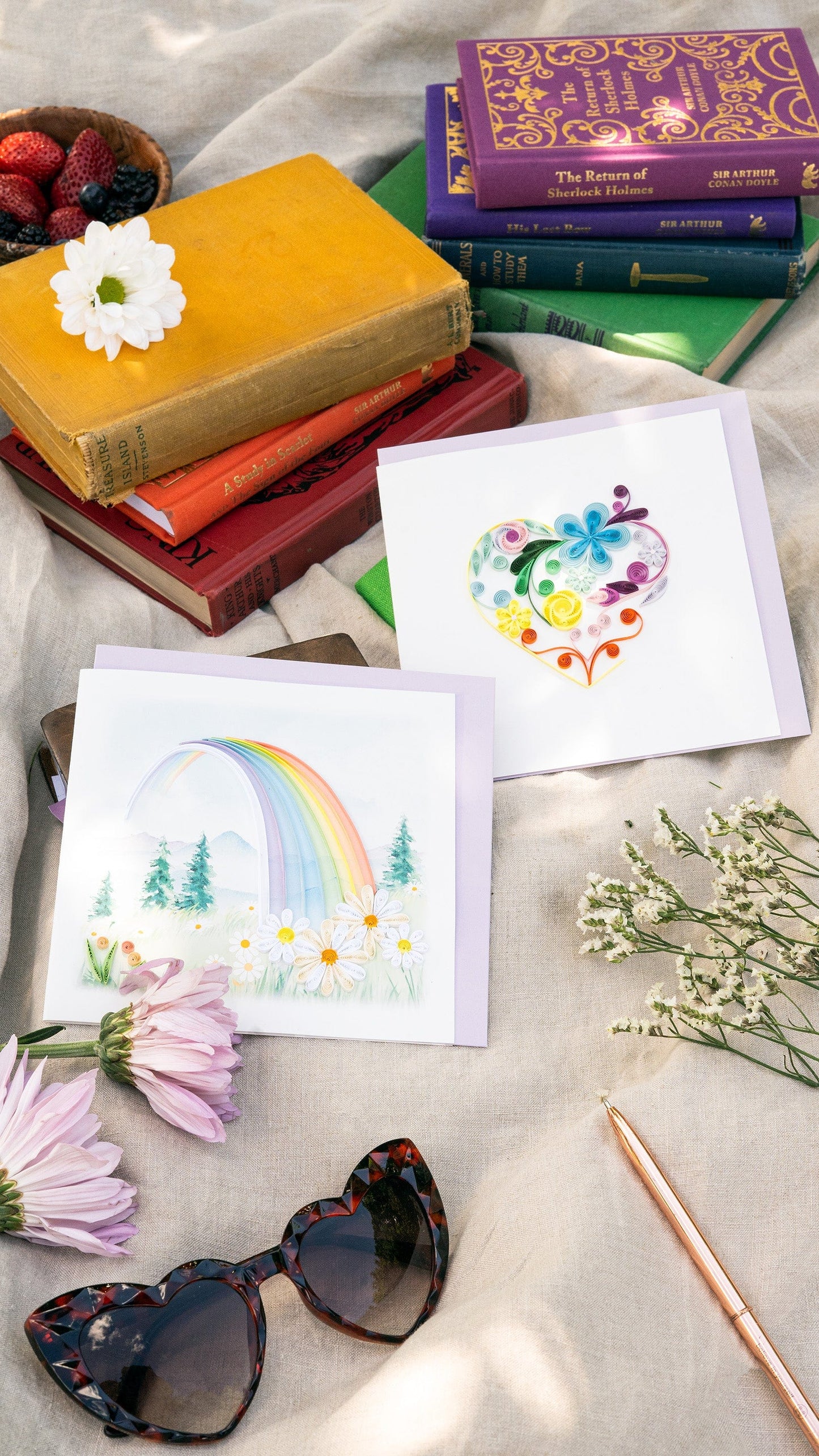 Floral Rainbow Heart Quilling Card