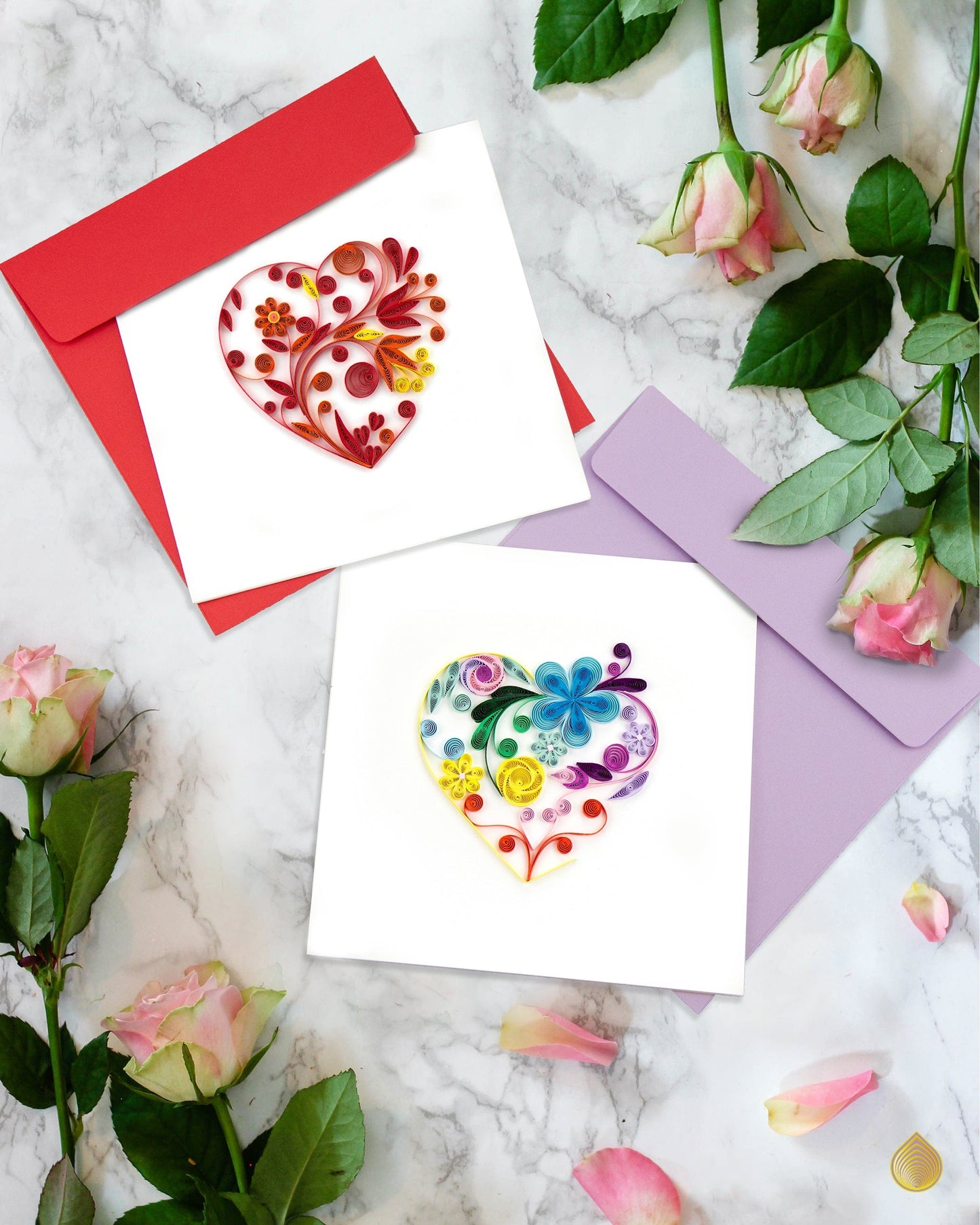 Floral Rainbow Heart Quilling Card