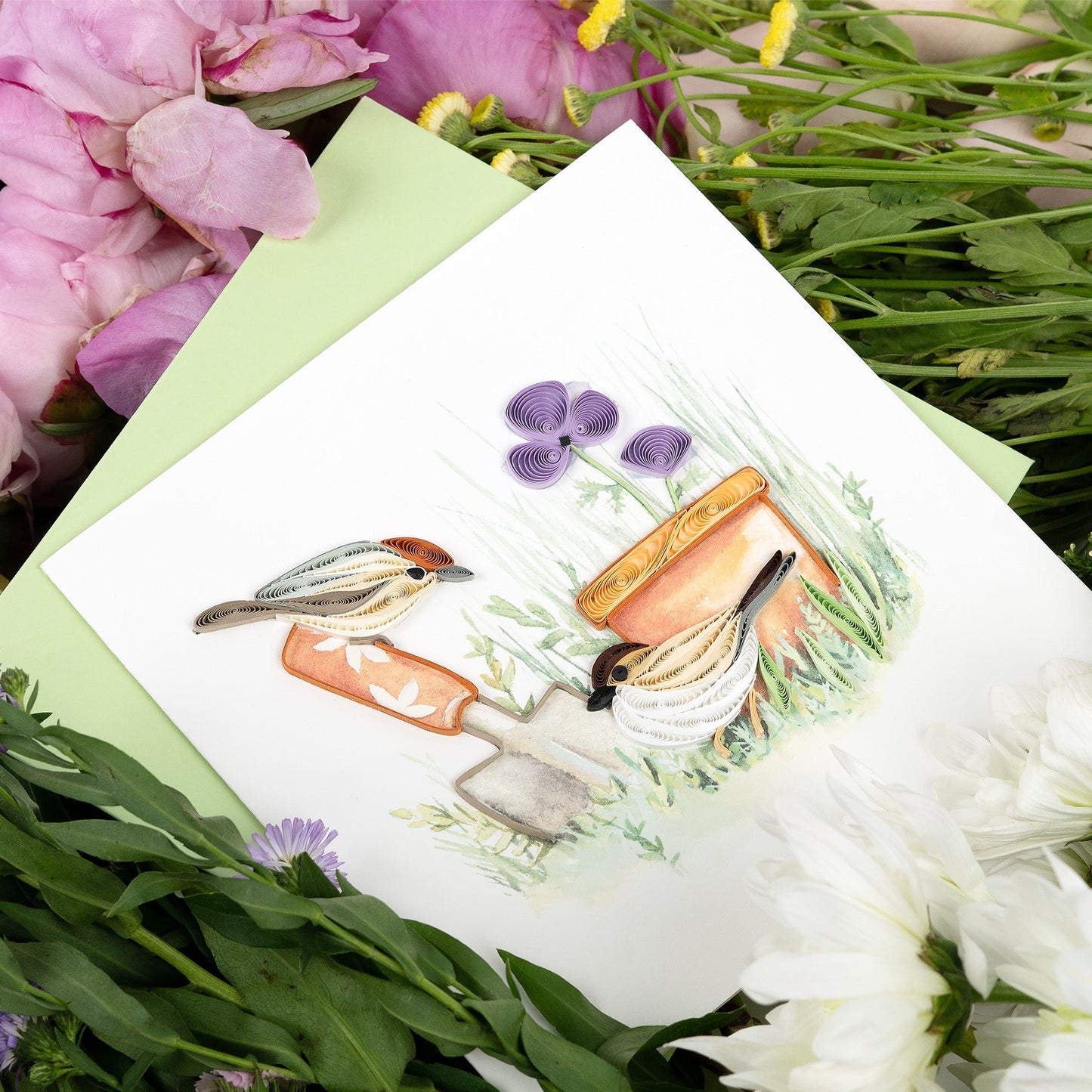 Garden Sparrow Quilling Card