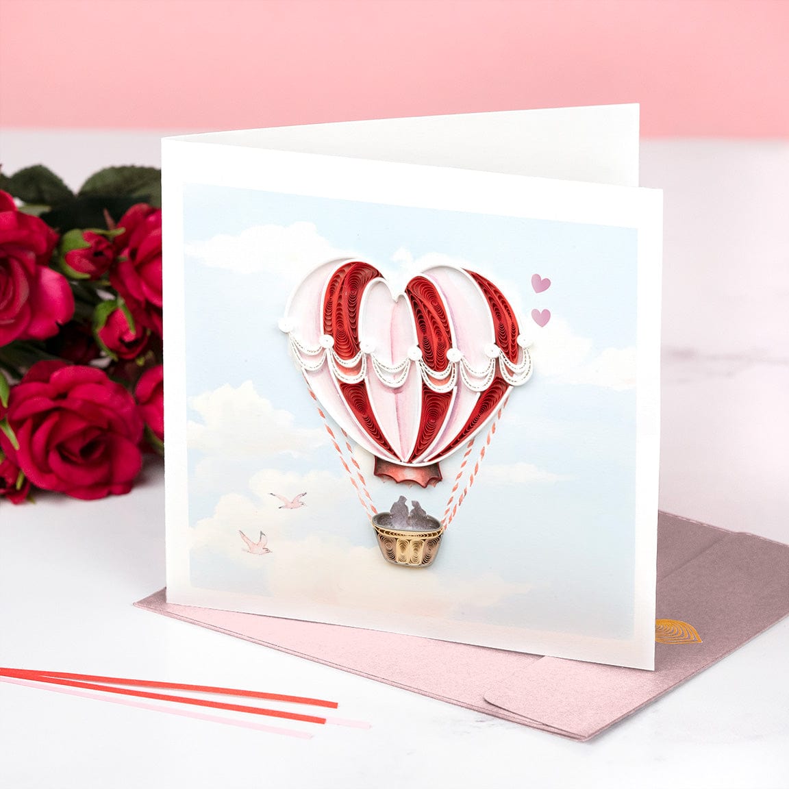 Heart Air Balloon Quilling Card