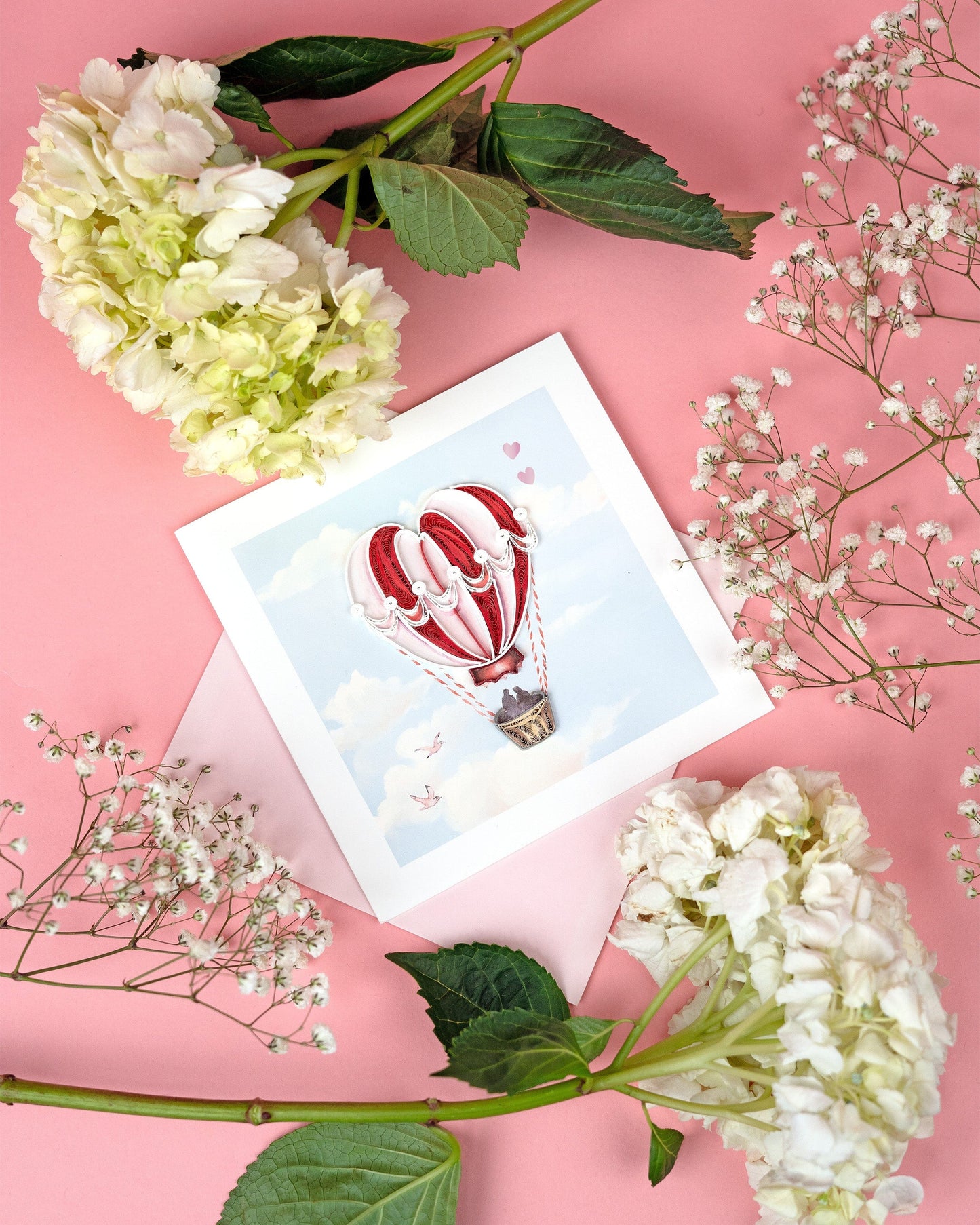 Heart Air Balloon Quilling Card