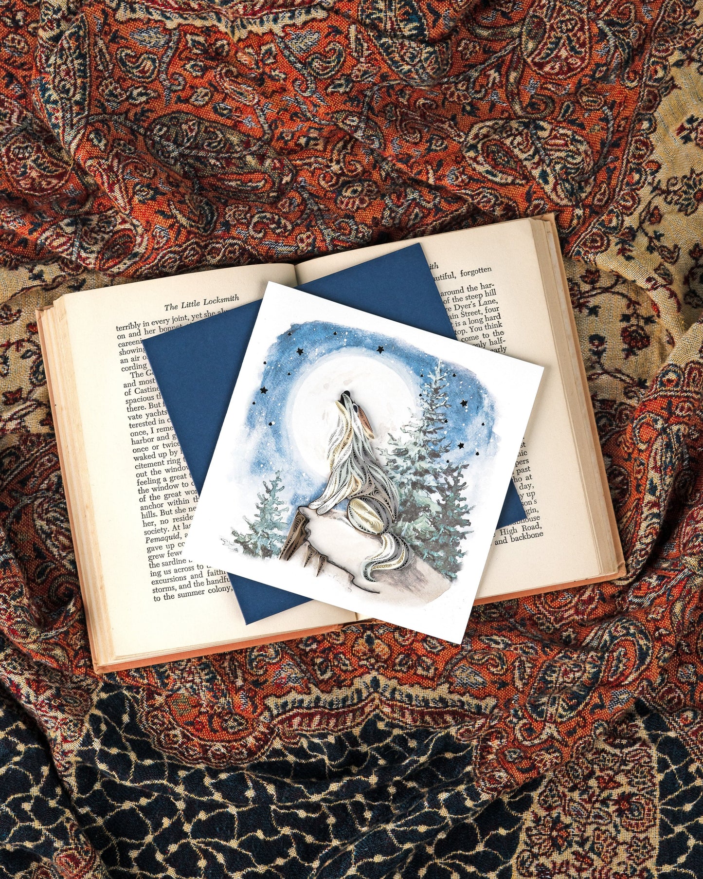 Howling Wolf Quilling Card
