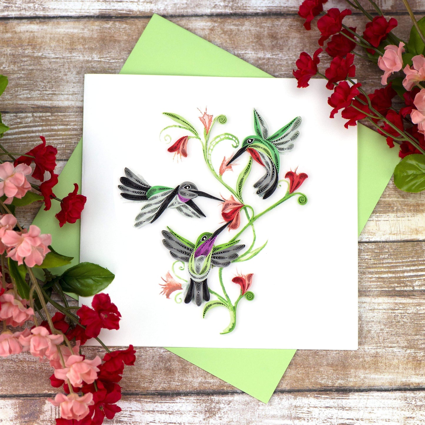 Hummingbird Trio Quilling Card