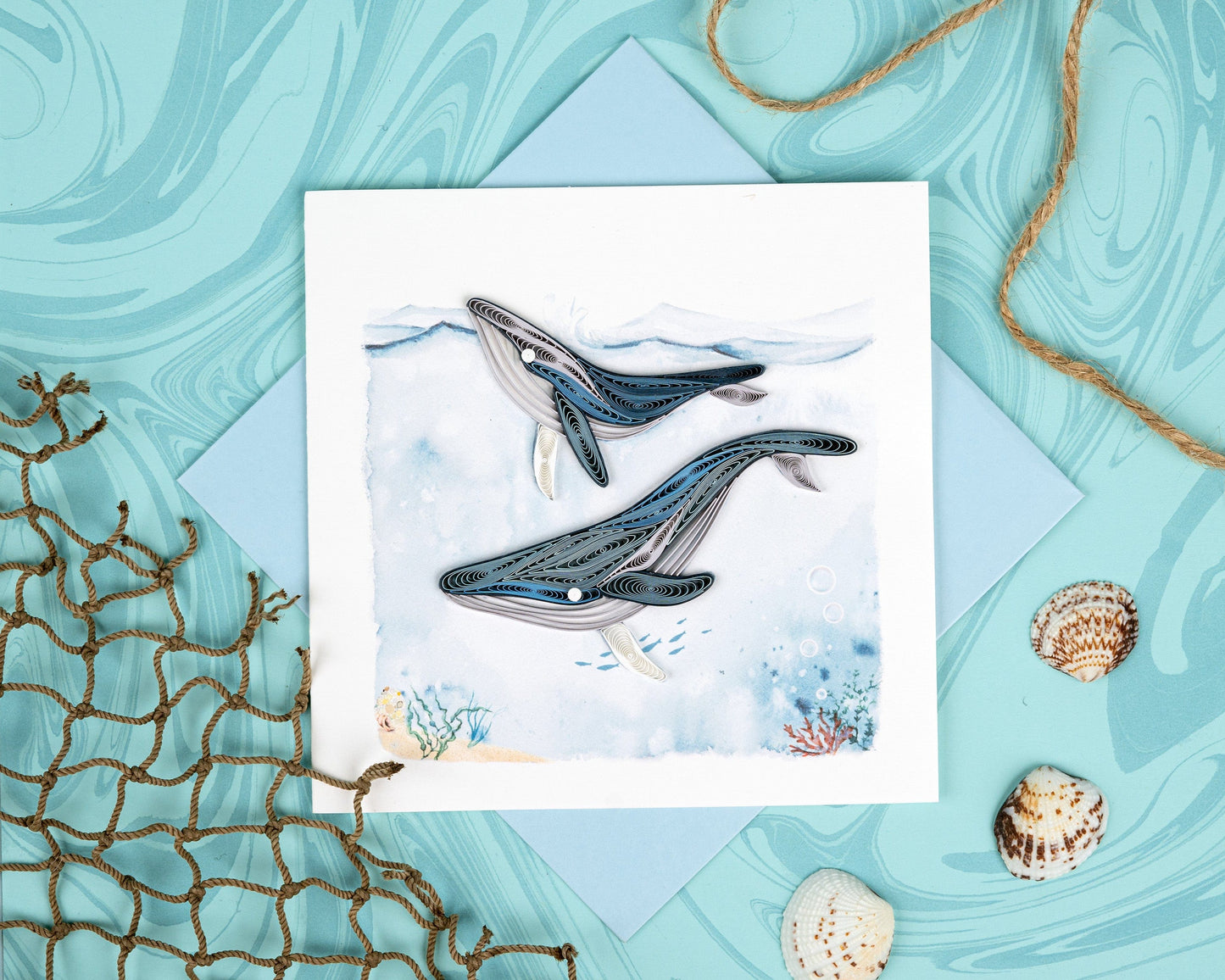 Humpback Whales Quilling Card