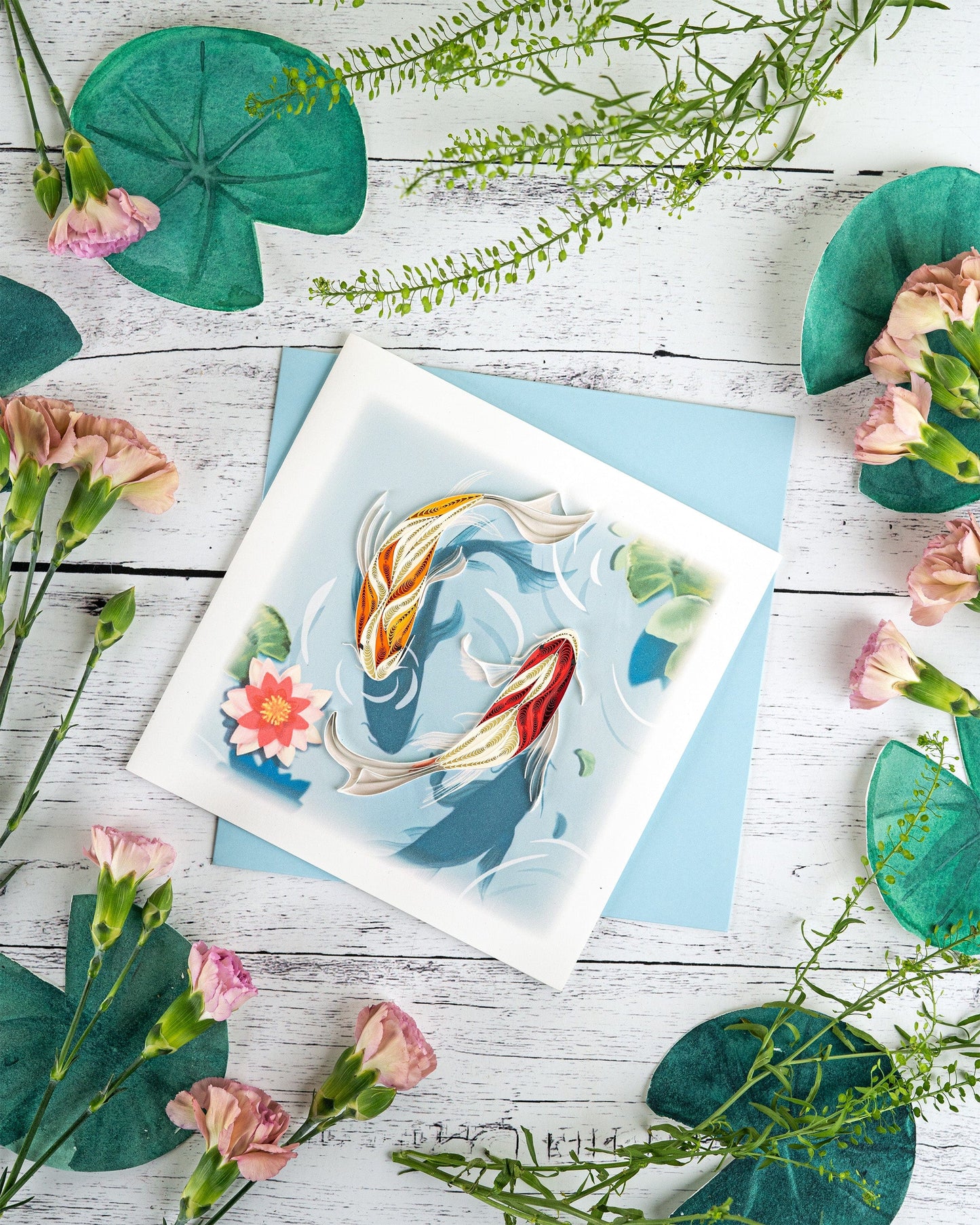 Koi Fish Pond Quilling Card
