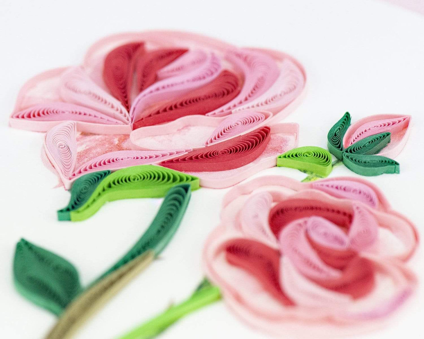 Long Stem Pink Roses Quilling Card