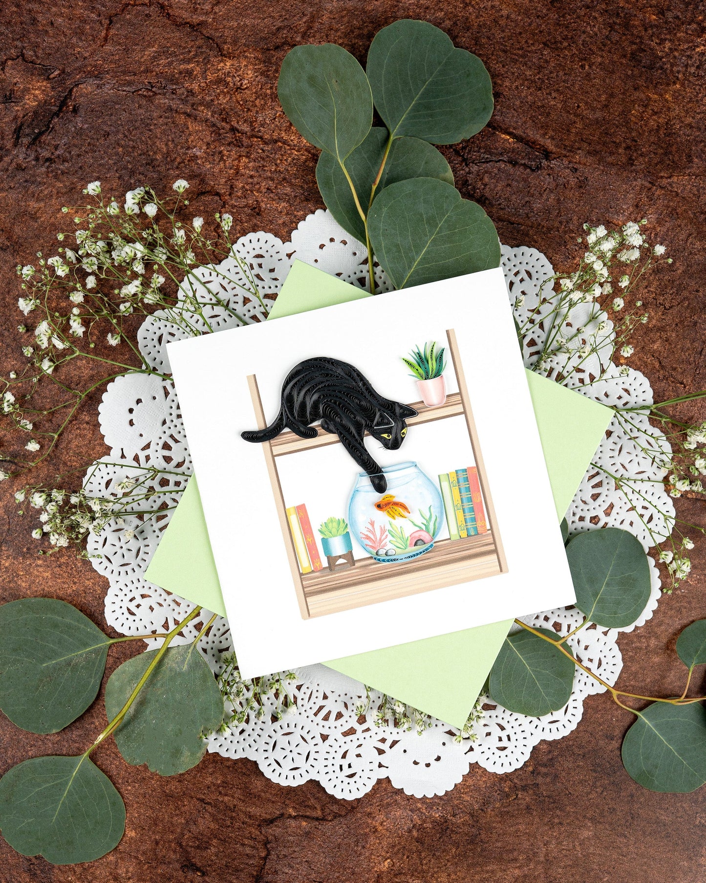 Mischievous Cat Quilling Card