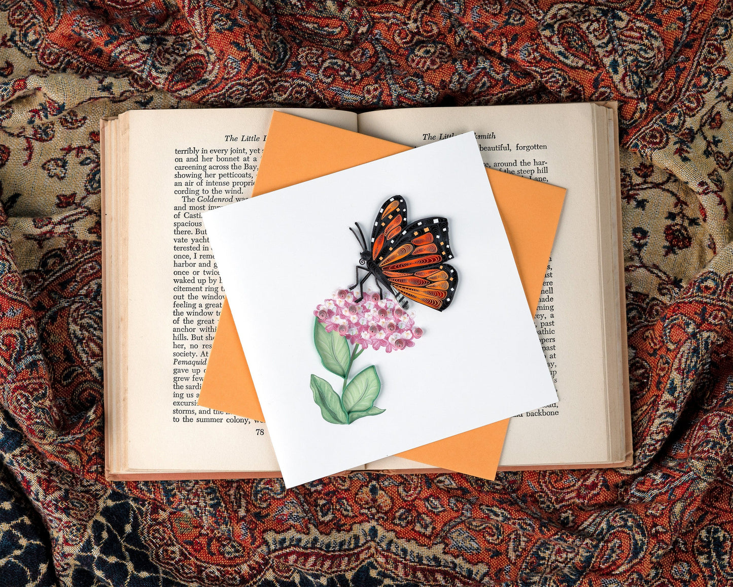 Monarch Milkweed Butterfly Quilling Card