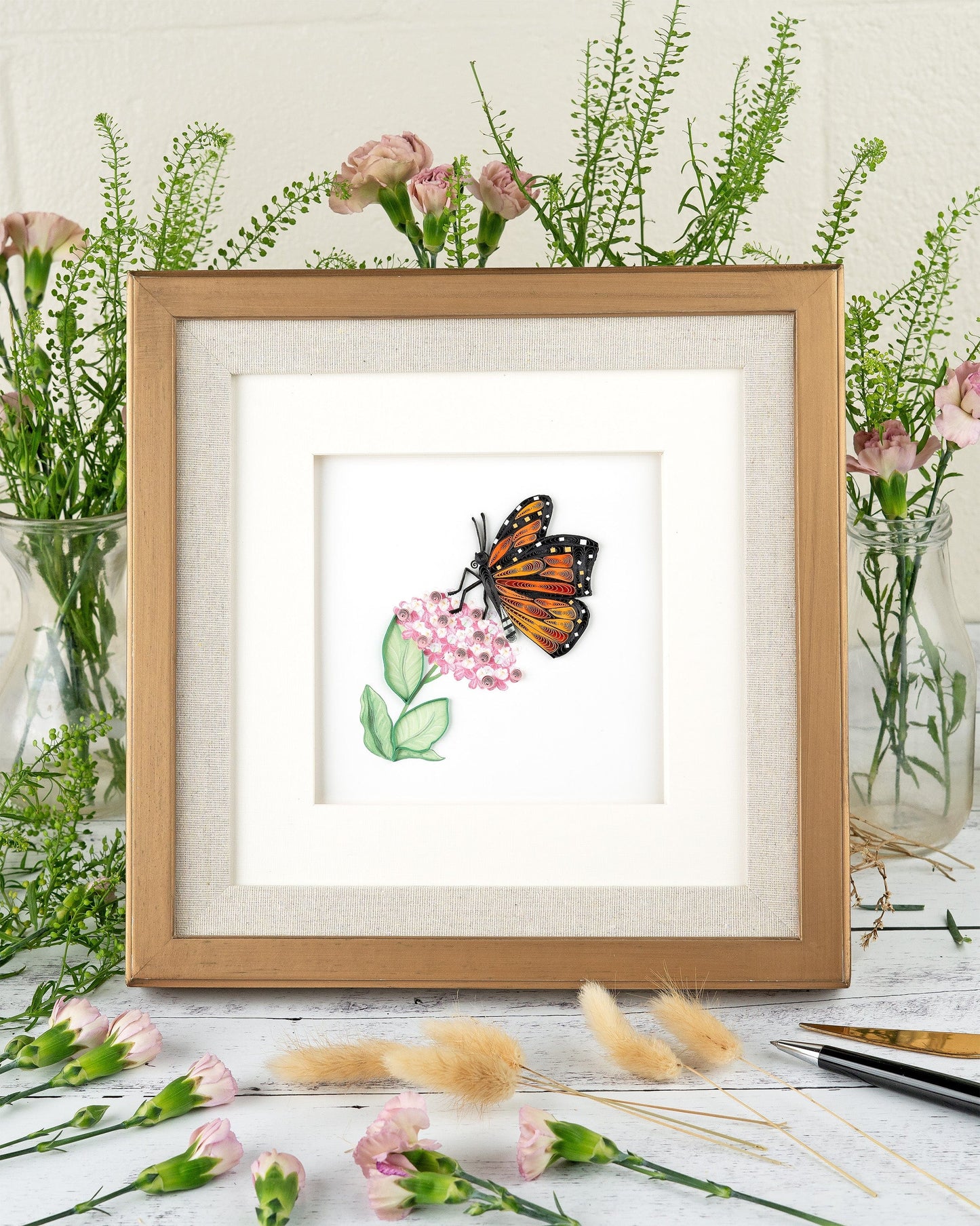 Monarch Milkweed Butterfly Quilling Card