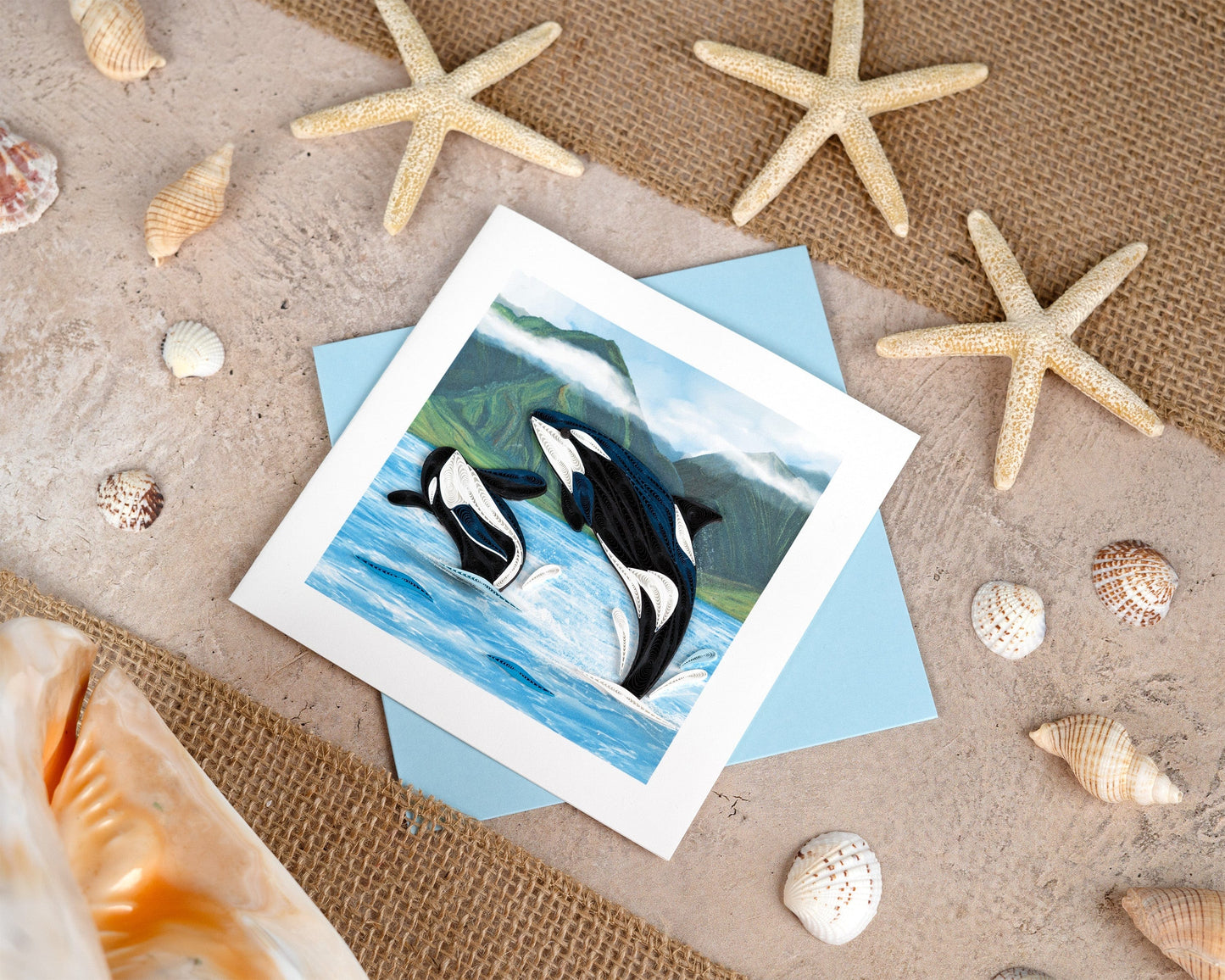 Orca Whales Quilling Quilling Card
