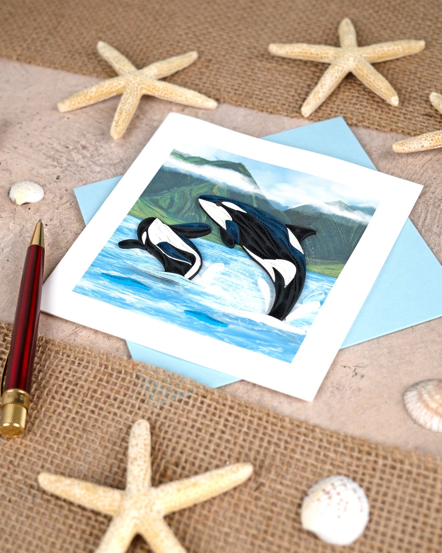 Orca Whales Quilling Quilling Card