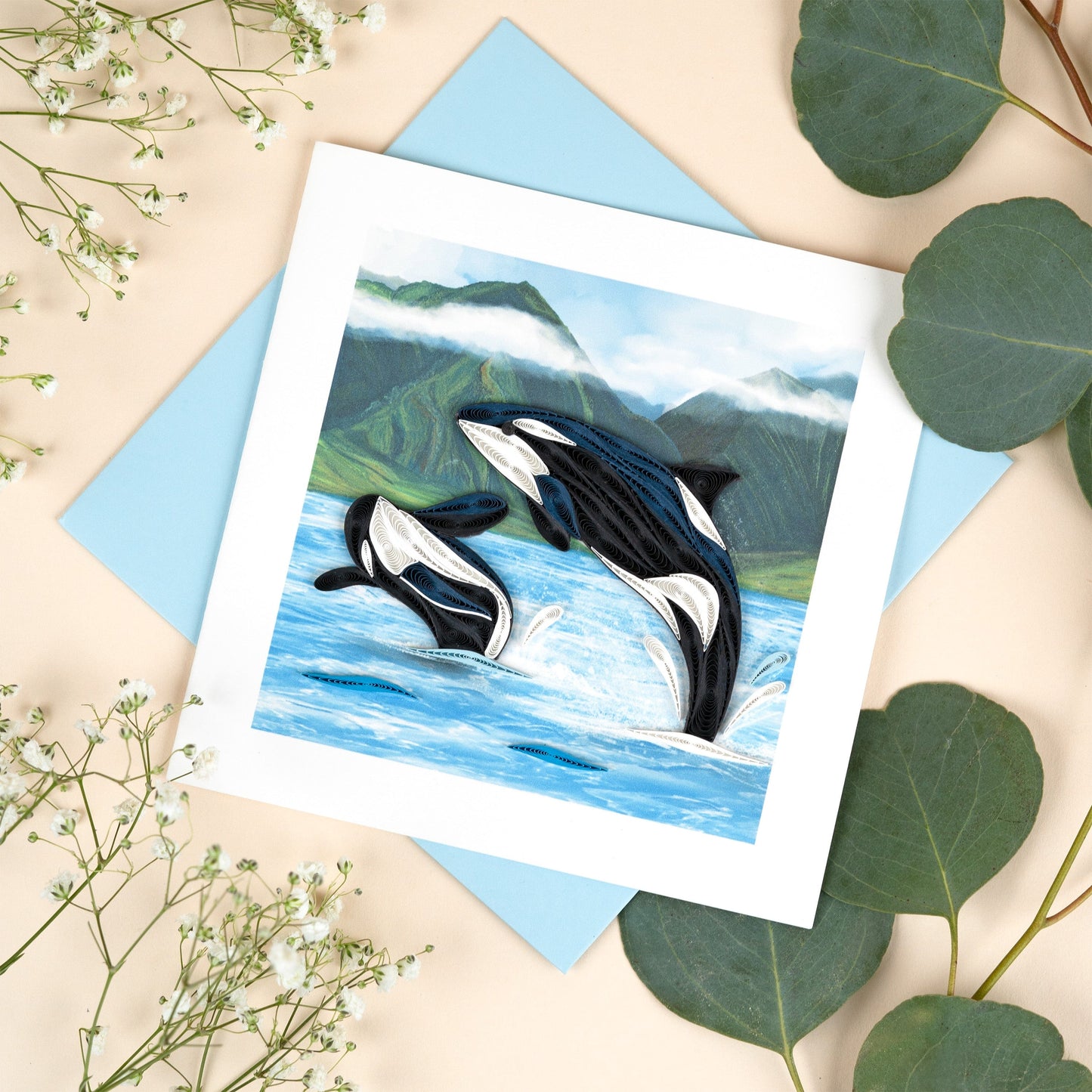 Orca Whales Quilling Quilling Card